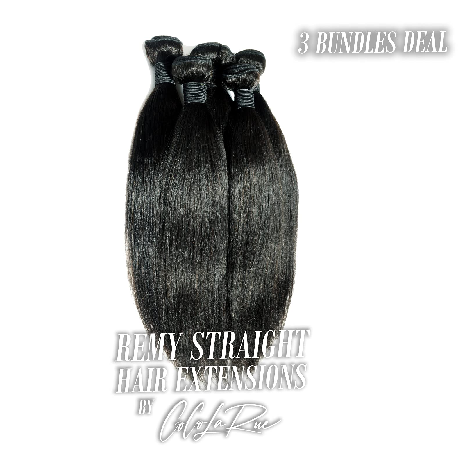**Coco Larue 3 Bundles Straight Human Hair Extensions 20 Inches - Indian Remy Hair, Thick Smooth & Shiny, Natural Black - Perfect for Daily Styling, Parties & Special Occasions**