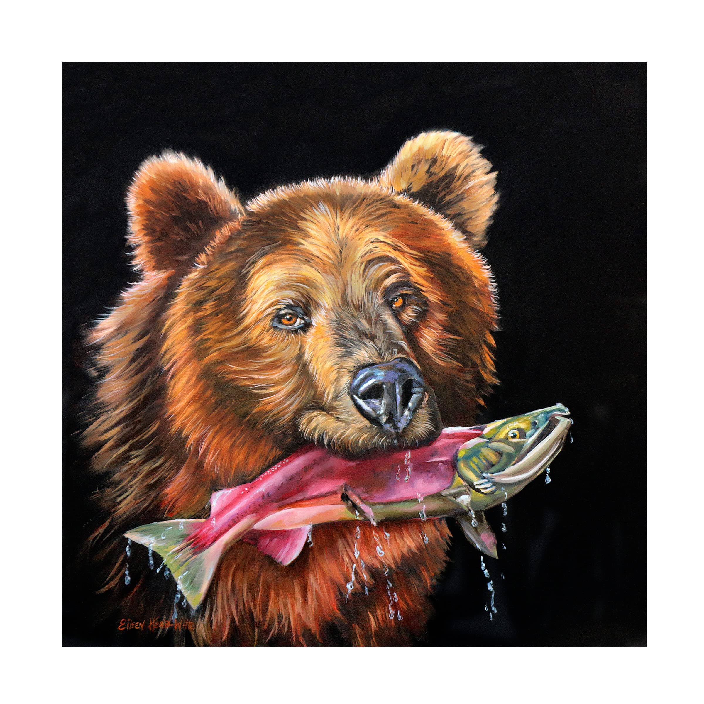 Trademark Fine Art 'Grizzly Catch' by Eileen Herb-Witte - Stunning Wildlife Canvas Print for Home & Office Decor - Perfect for Living Room, Bedroom or Office Wall Art