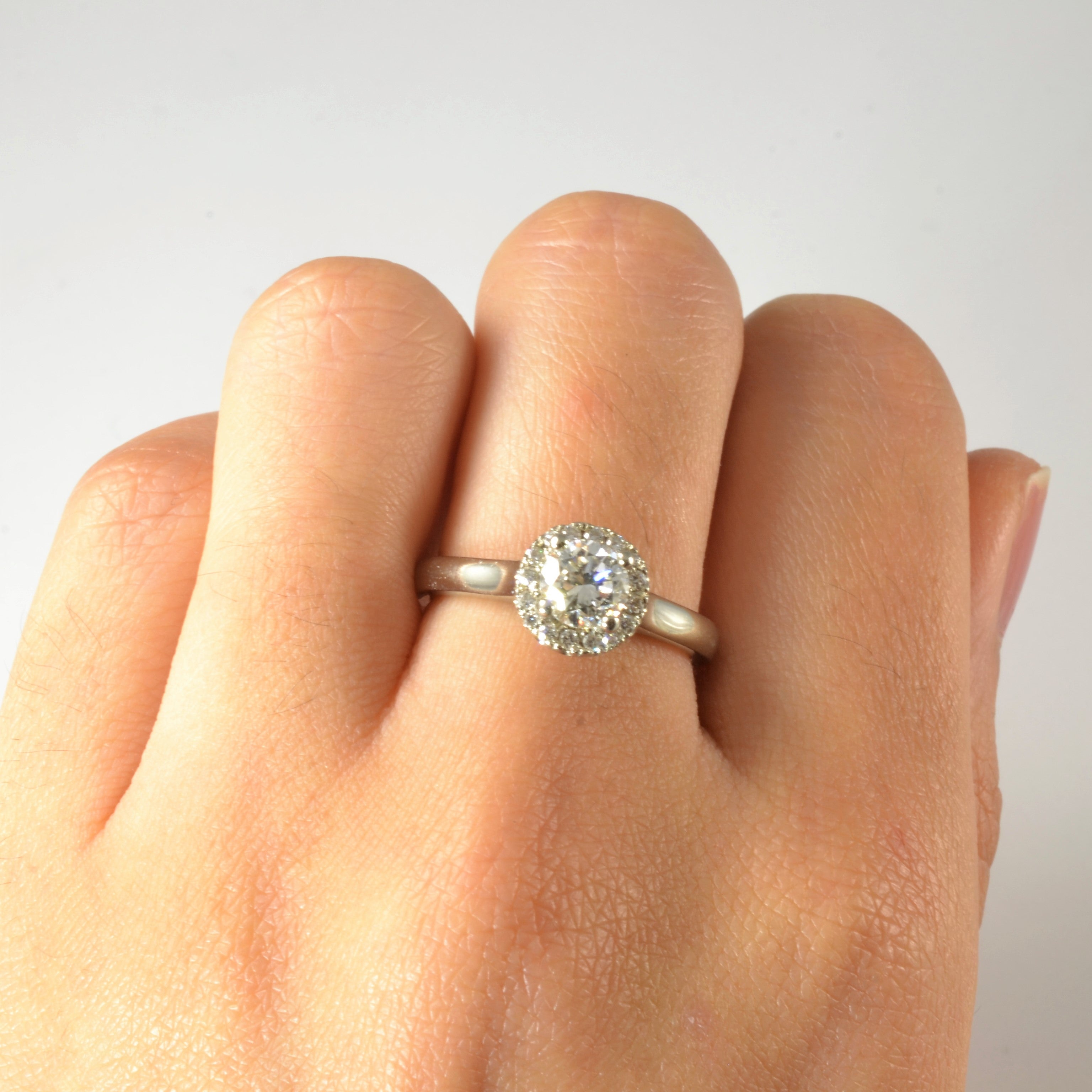0.76ctw Diamond Halo Engagement Ring - SI1 Clarity, Size 6.5 - Perfect for Proposals, Anniversaries & Special Occasions