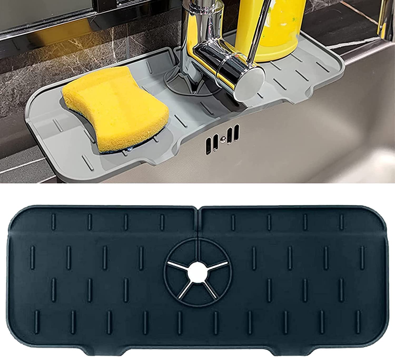 **Silicone Sink Splash Guard for Kitchen & Bathroom Faucets - Universal Fit, Black (1 Pack) - Prevent Water Splashes & Keep Countertops Dry - Perfect for Cooking, Dishwashing & Handwashing**