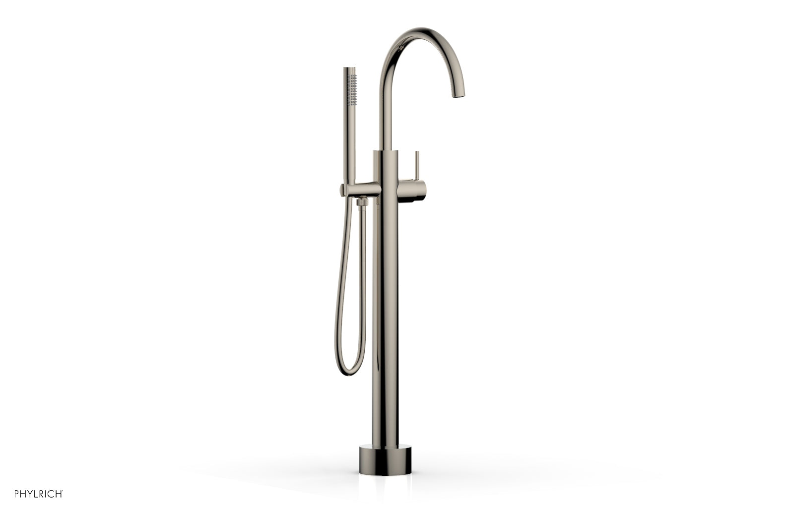 BASIC II Low Floor Mount Tub Filler with Lever Handle & Hand Shower - 230 45 03 - Perfect for Modern Bathroom Renovations and Spa-Like Shower Experiences