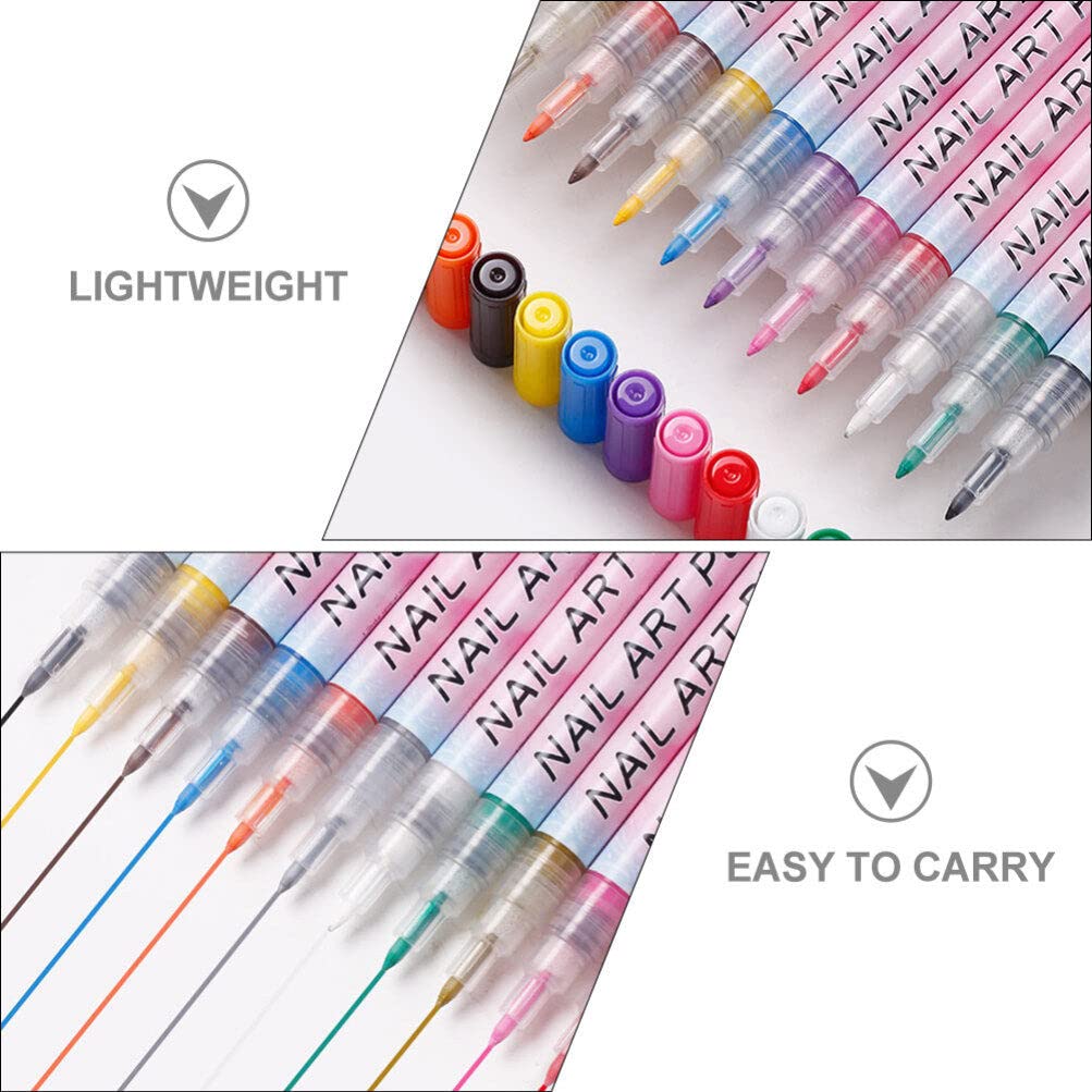 FOMIYES 12pcs Nail Art Pen Set - Quick Dry Nail Polish Drops, Acrylic Paint Brush for Nail Art Designs - Perfect for DIY Manicures, Salon Professionals & Nail Art Enthusiasts
