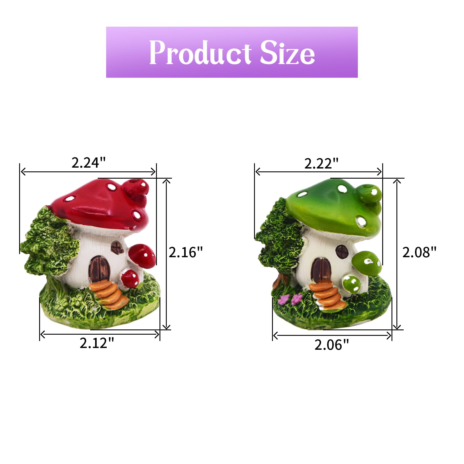 Mushroom House Ornament - 2PCS Resin Fairy Garden Decor for Aquarium, Lawn, Fairy Garden & Home Decoration | Perfect for DIY Landscaping, Terrariums & Tabletop Displays