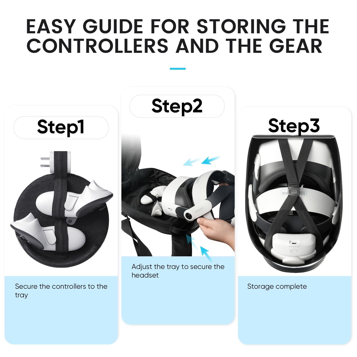SARLAR Hard Travel Case for Oculus Meta Quest 3S/3/2 VR Headset & Controllers - Protective Storage Bag with Large Space Fits BOBOVR/Kiwi Design Battery Head Straps (Crossbody Sling Bag) - Perfect for Travel, Gaming Events & VR Accessories Organization