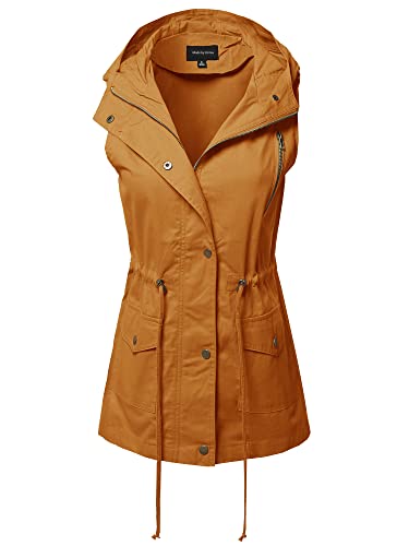 Emma Women's Casual Military Hoodie Vest with Zipper & Snap Button Closure - Stylish Layering for Outdoor Adventures, Streetwear Fashion