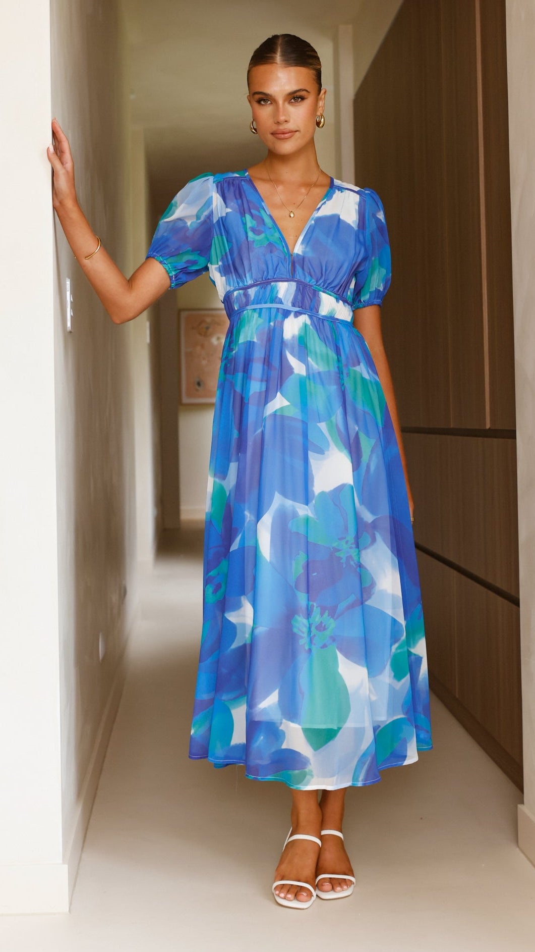 Ilah Maxi Dress for Women - Flowy Blue & Green Summer Beach Dress | Perfect for Vacations, Parties & Casual Outings