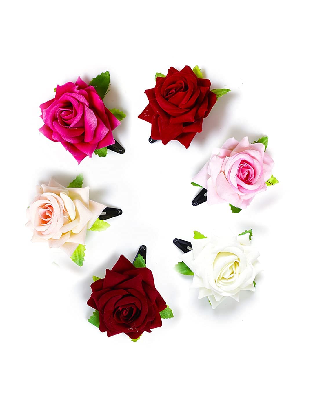6-Piece Multicolor Rose Hair Clips for Women & Girls - Fashion Hair Accessories & Decorative Hair Pins - Perfect for Parties, Weddings, Prom & Everyday Styling