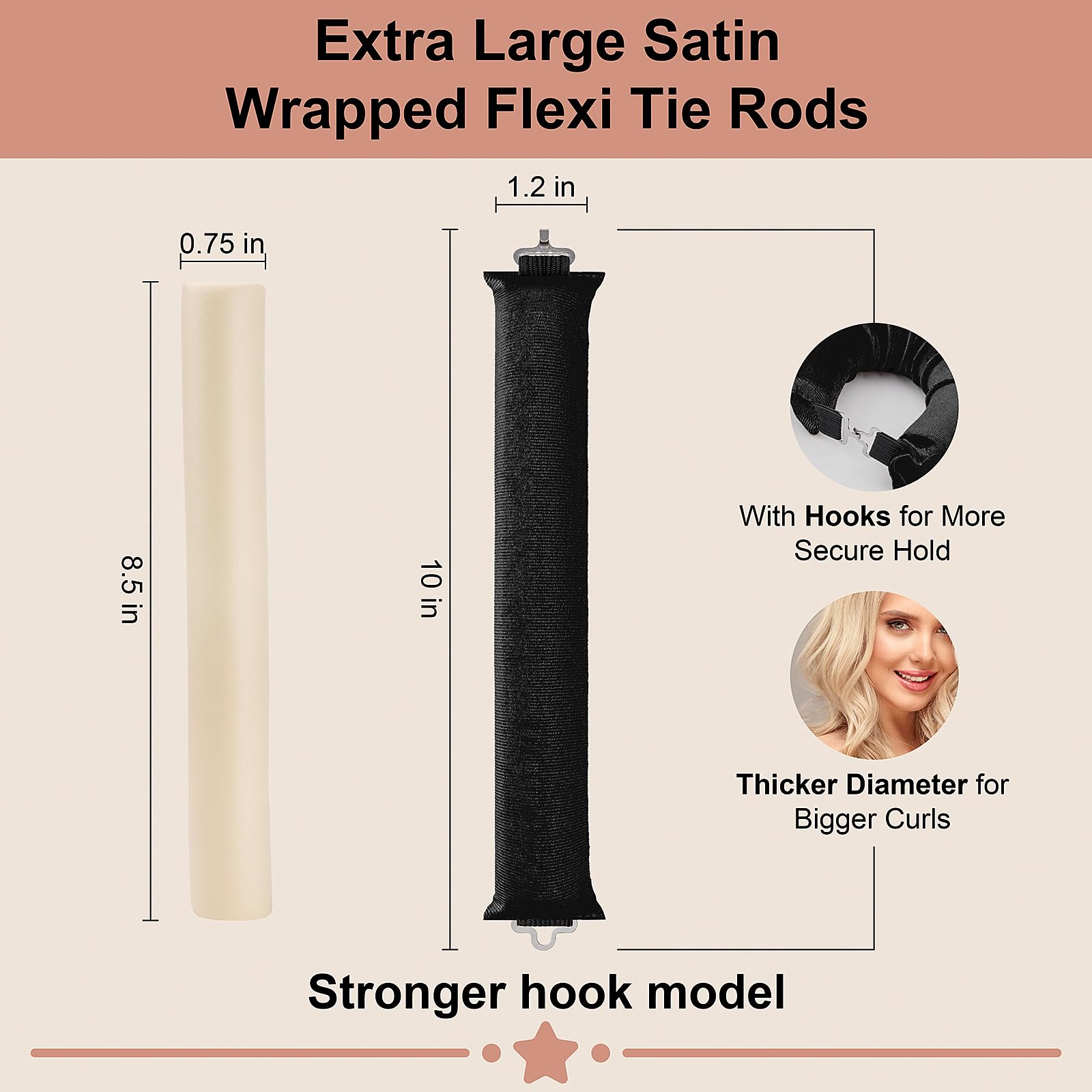 Heatless Curling Rod Headband - No Heat Silk Hair Rollers for Overnight Curls with Hair Clips & Scrunchie (Upgraded Black Set) | Perfect for Sleeping, Travel & Damage-Free Styling