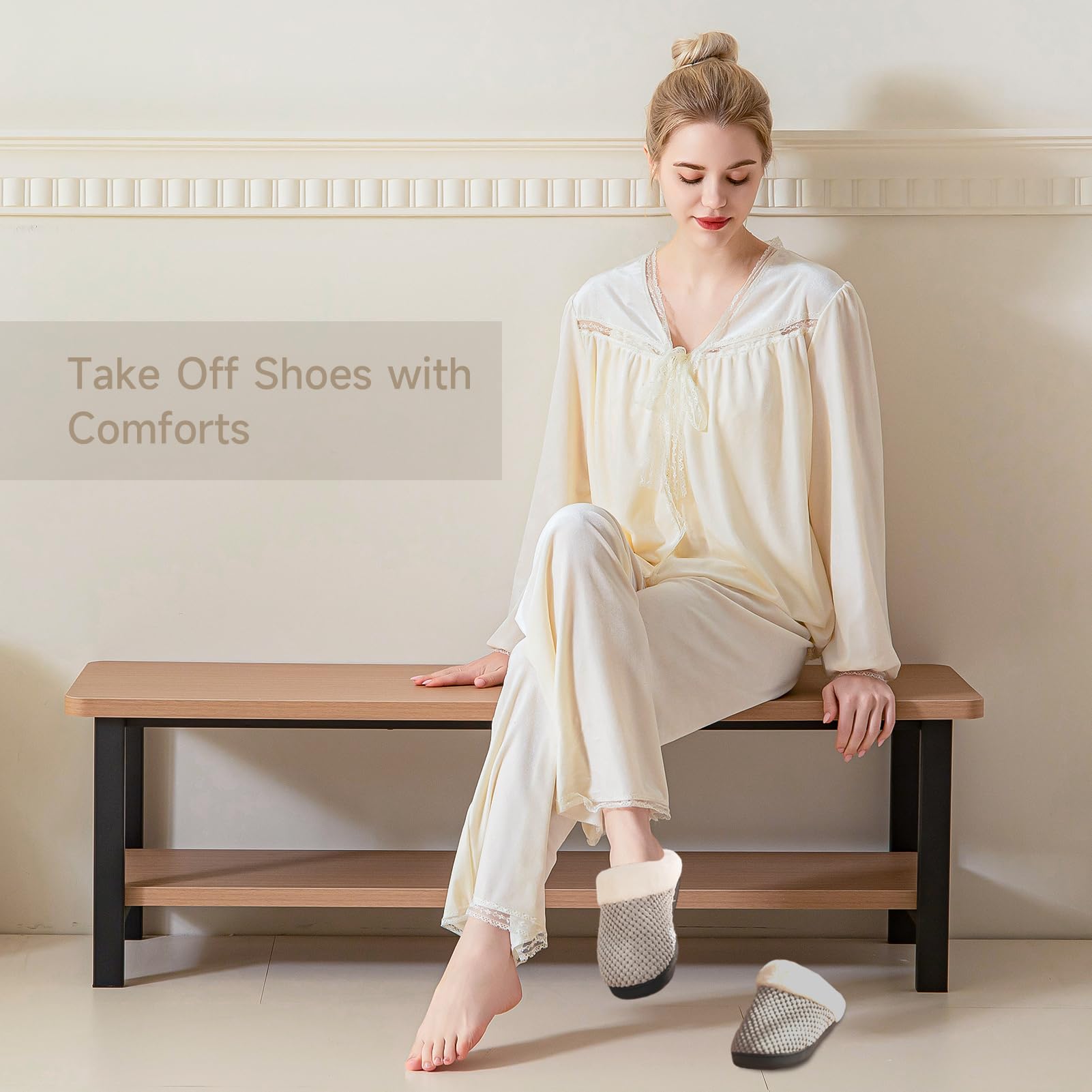 MAXYOYO Rustic Wooden Shoe Storage Bench - Entryway Shoe Rack with Seat for Living Room, Dining Room & Hallway | Space-Saving Organizer for Shoes, Boots & Home Decor