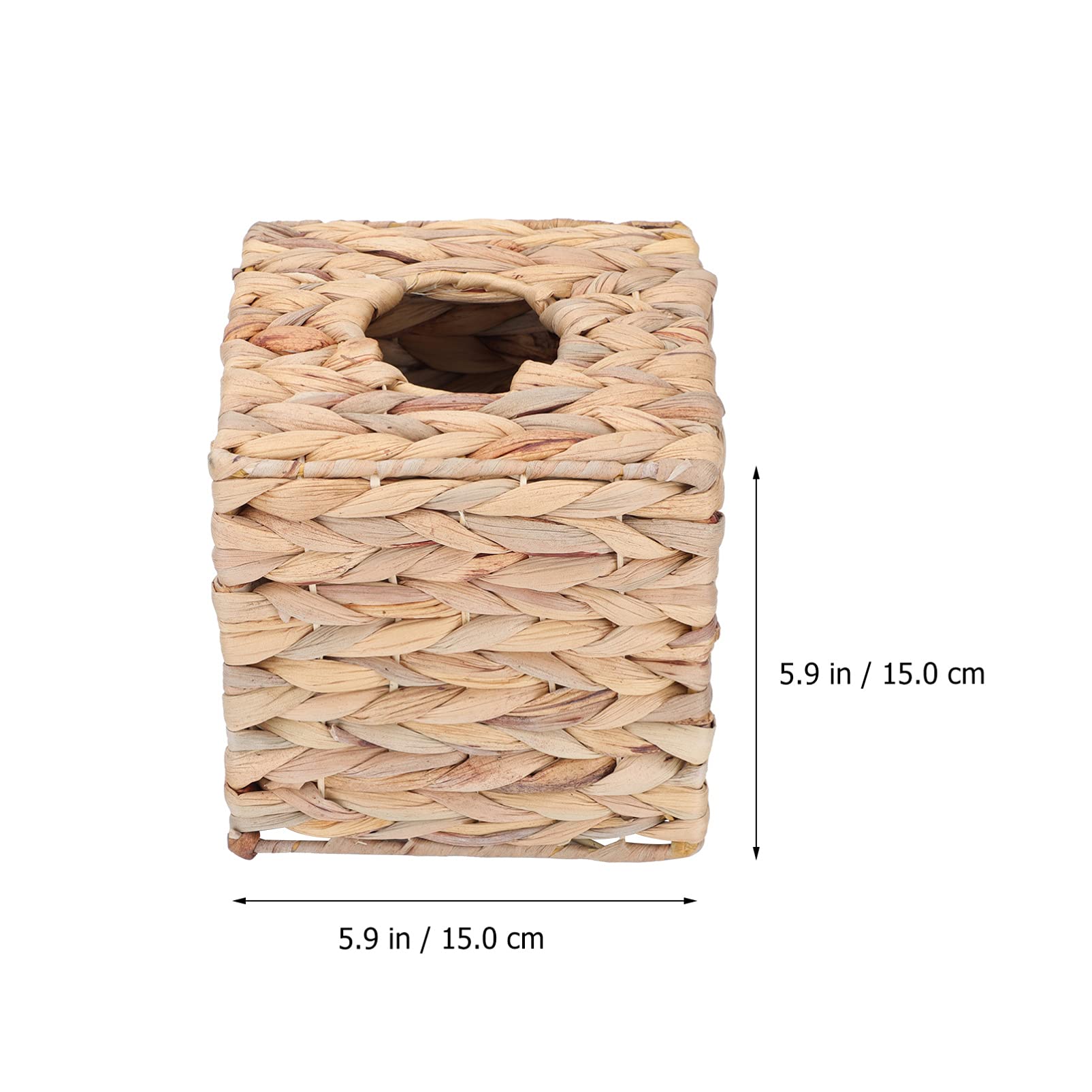 Eco-Friendly Square Seagrass Tissue Box Cover - Handwoven Paper Napkin Dispenser for Bathroom Vanity & Countertop Decor (Light Yellow) | Perfect for Coastal, Farmhouse & Boho Home Decor Styles