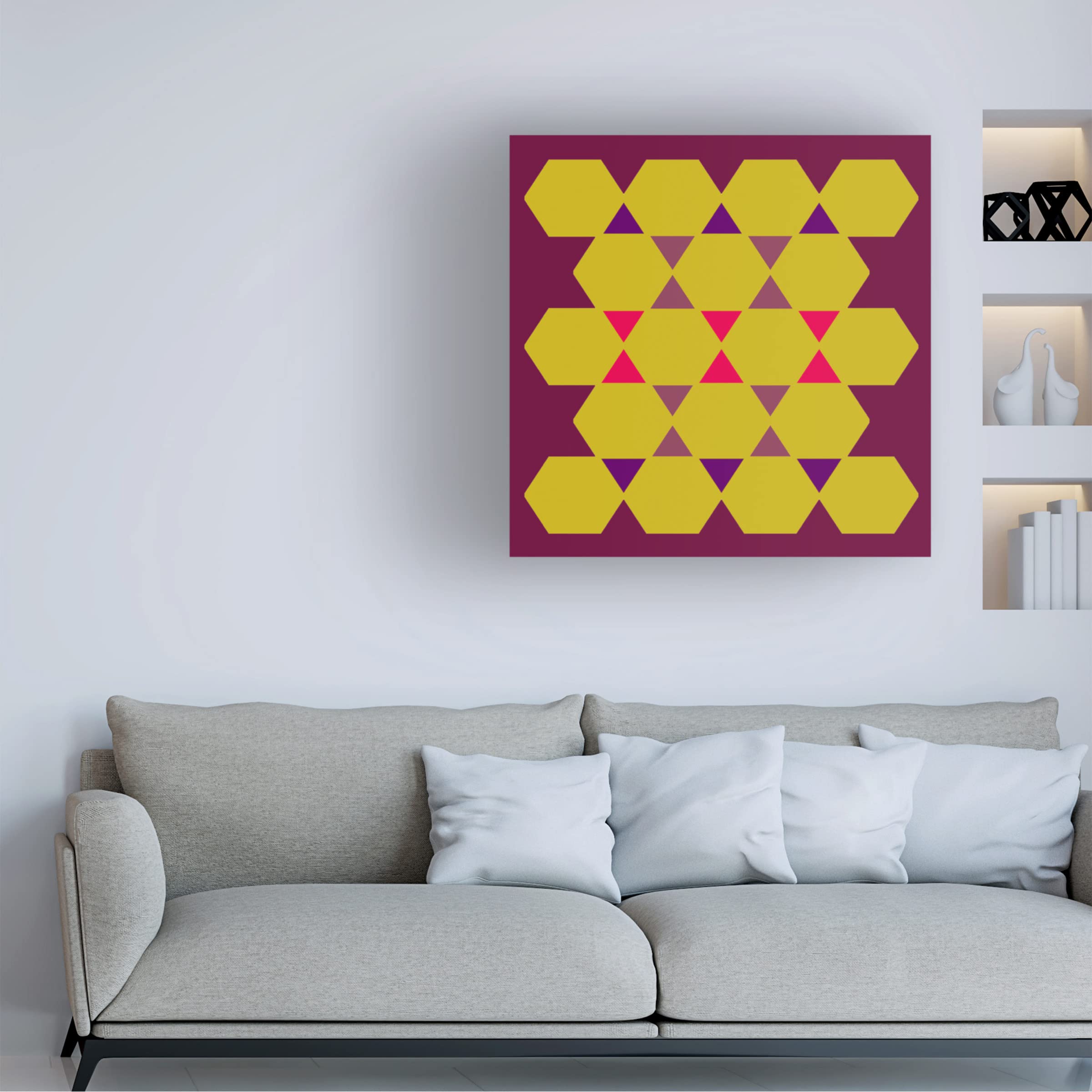 Hexagon Pattern 22 Abstract Canvas Wall Art by Richard Homawoo - Modern Geometric Home Decor for Living Room, Bedroom & Office