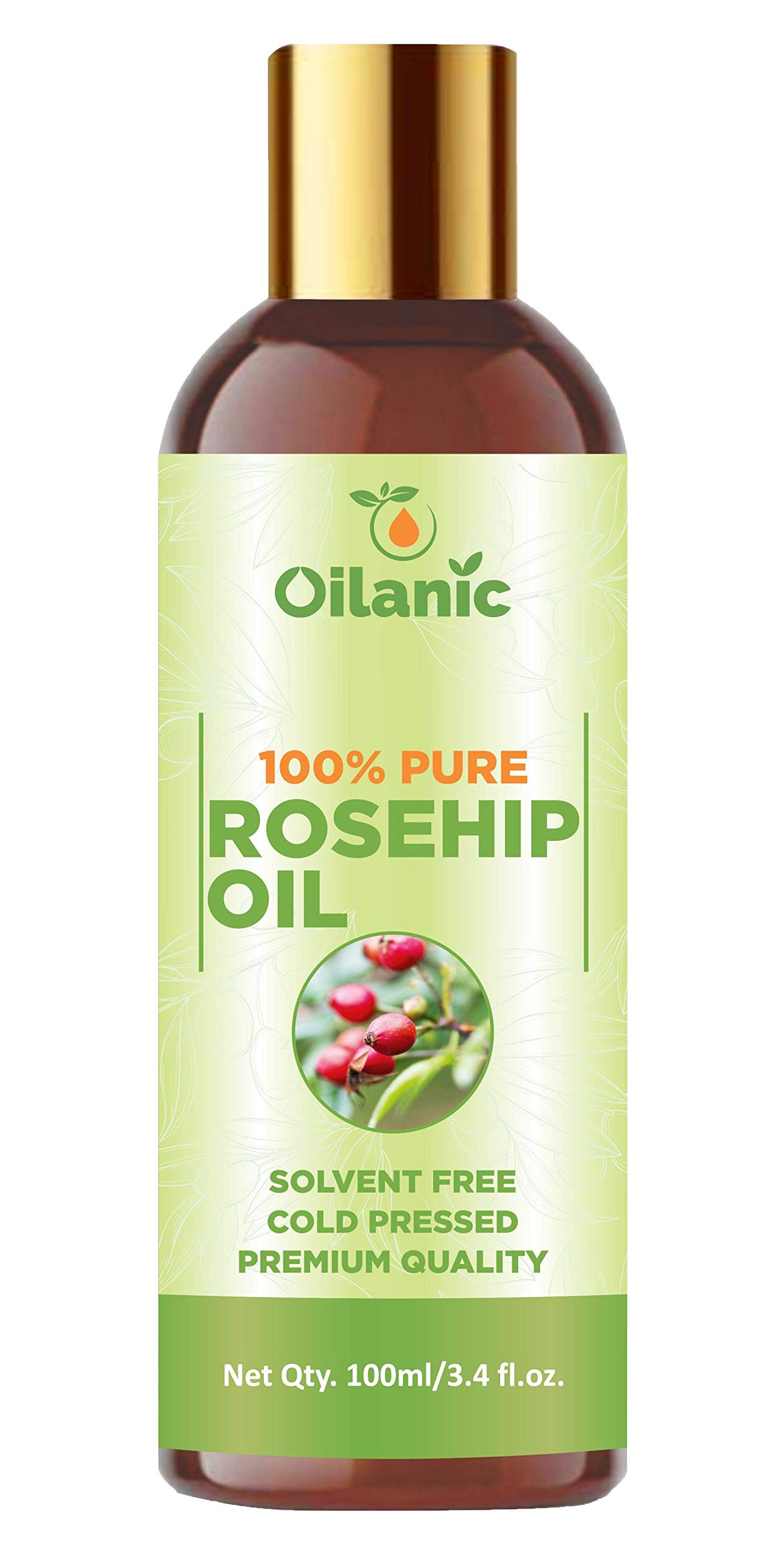 Oilanic 100% Pure & Natural Rosehip Oil for Face & Skin - 3.4 fl oz (100ml) - Anti-Aging, Moisturizing & Scar Treatment - Perfect for Dry Skin, Acne Scars & Wrinkles