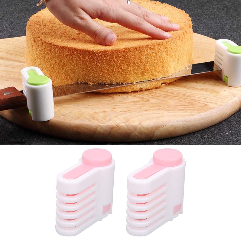 2Pcs Adjustable Cake Leveler Slicer - 5 Layer Cake & Bread Slicing Tool for Baking, DIY Desserts - Perfect for Home Kitchen & Professional Bakeries (Pink) - Ideal for Birthday Cakes, Wedding Cakes & Loaf Bread Cutting