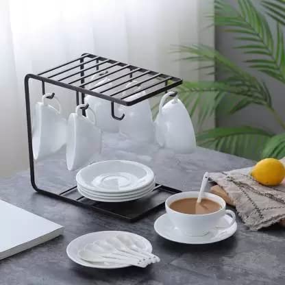 Stylish Steel Cup & Plate Holder for Kitchen - Space Saving Rack