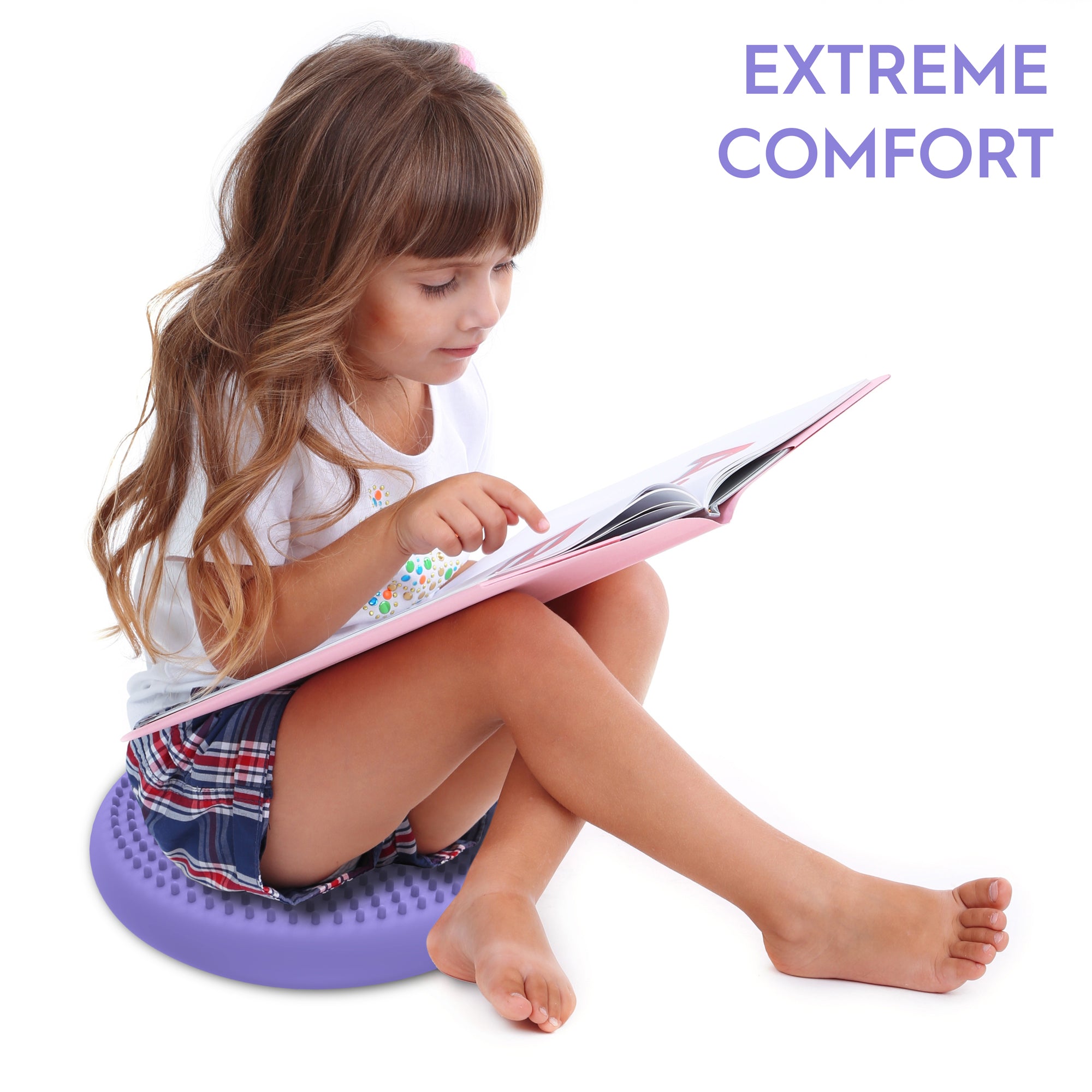 Bouncyband Little Wiggle Seat Sensory Cushion for Kids - Playful Purple Wiggle Stool for Classroom & Home - Improves Focus & Fidgeting for ADHD & Autism
