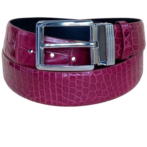 Burgundy-croc Belly-pin Buckle