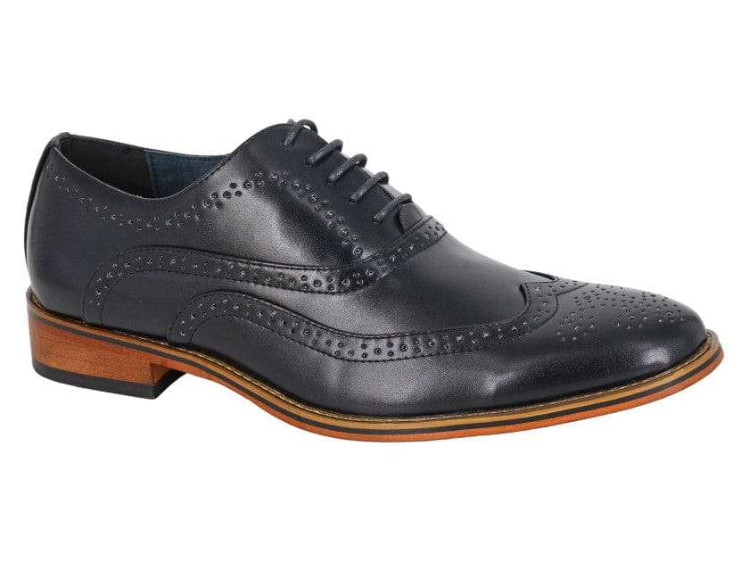 Goor Men's Black 5-Eyelet Brogue Oxford Shoes - Classic Formal Dress Shoes for Business, Office & Wedding Occasions