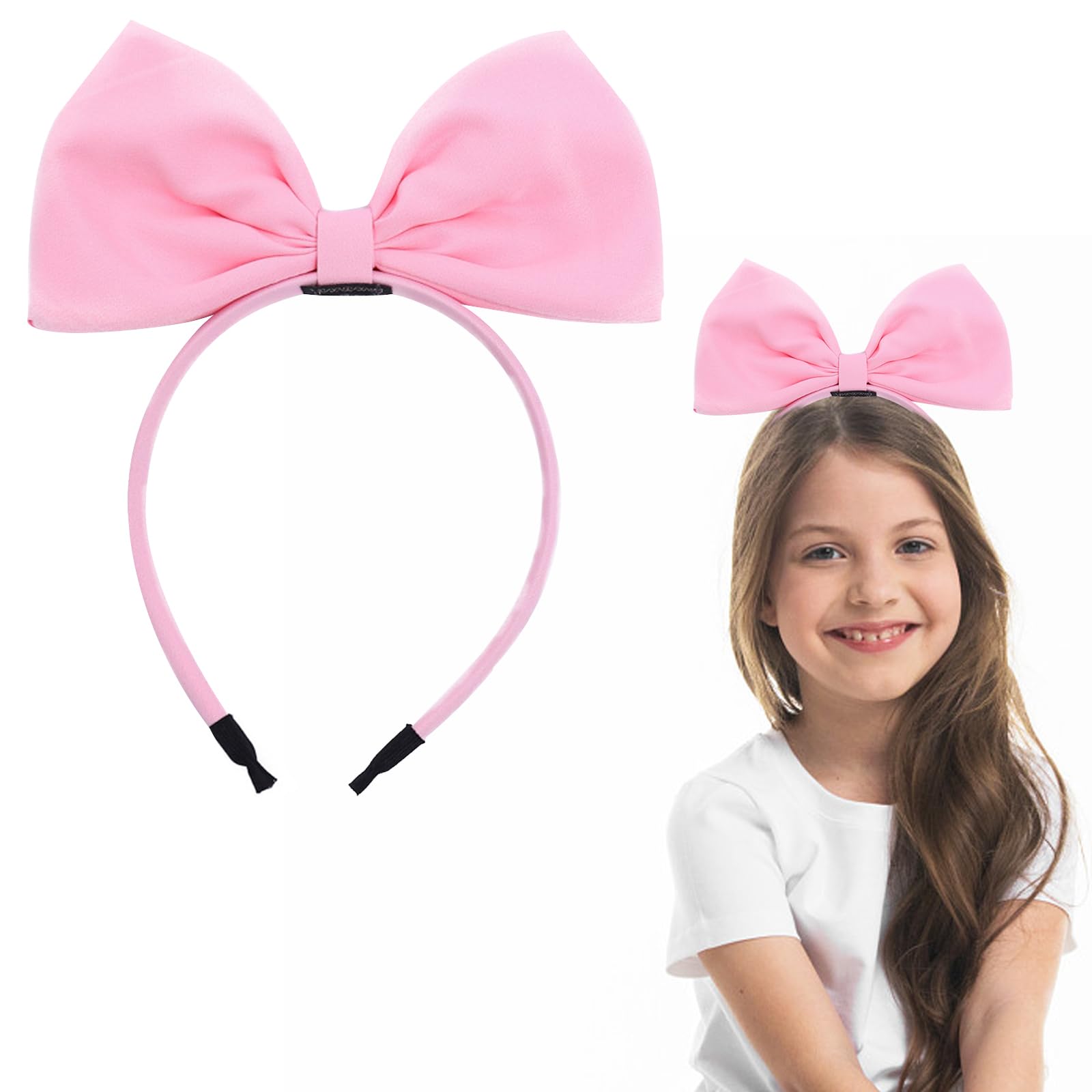Pink Bow Headband for Women & Girls - Non-Slip Hair Accessories for Party & Holidays