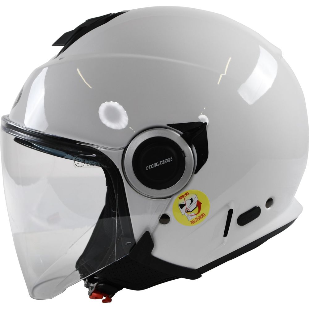 Airoh Helios Jet Motorcycle Helmet Gloss White - Lightweight Full Face Helmet for Street Biking & Urban Commuting