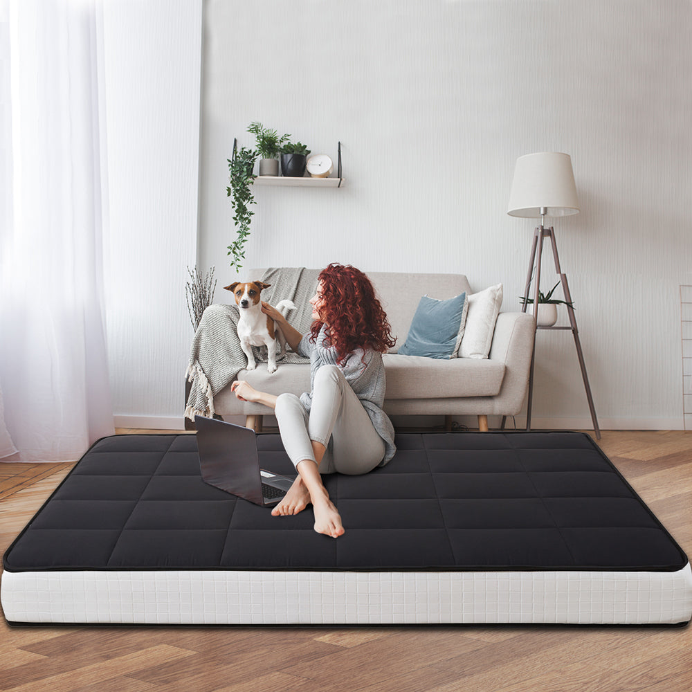 MAXYOYO 8 Inch Futon Mattress - Extra Thick Square Floor Mattress & Mattress Topper Pad in Black | Perfect for Guest Beds, Dorm Rooms, and Floor Sleeping