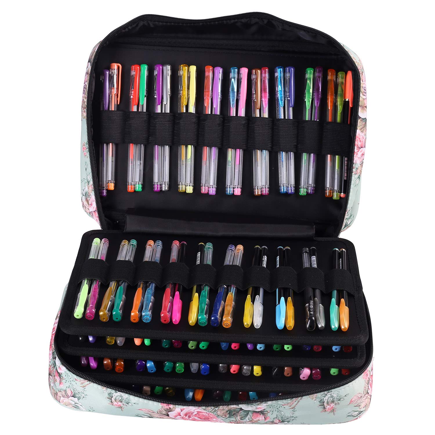 Shulaner Large Capacity Nylon Pencil Case - Holds 300 Colored Pencils or 200 Gel Pens, Zipper Closure Artist & Student Organizer - Perfect for School, Office, Art Classes & Travel Storage