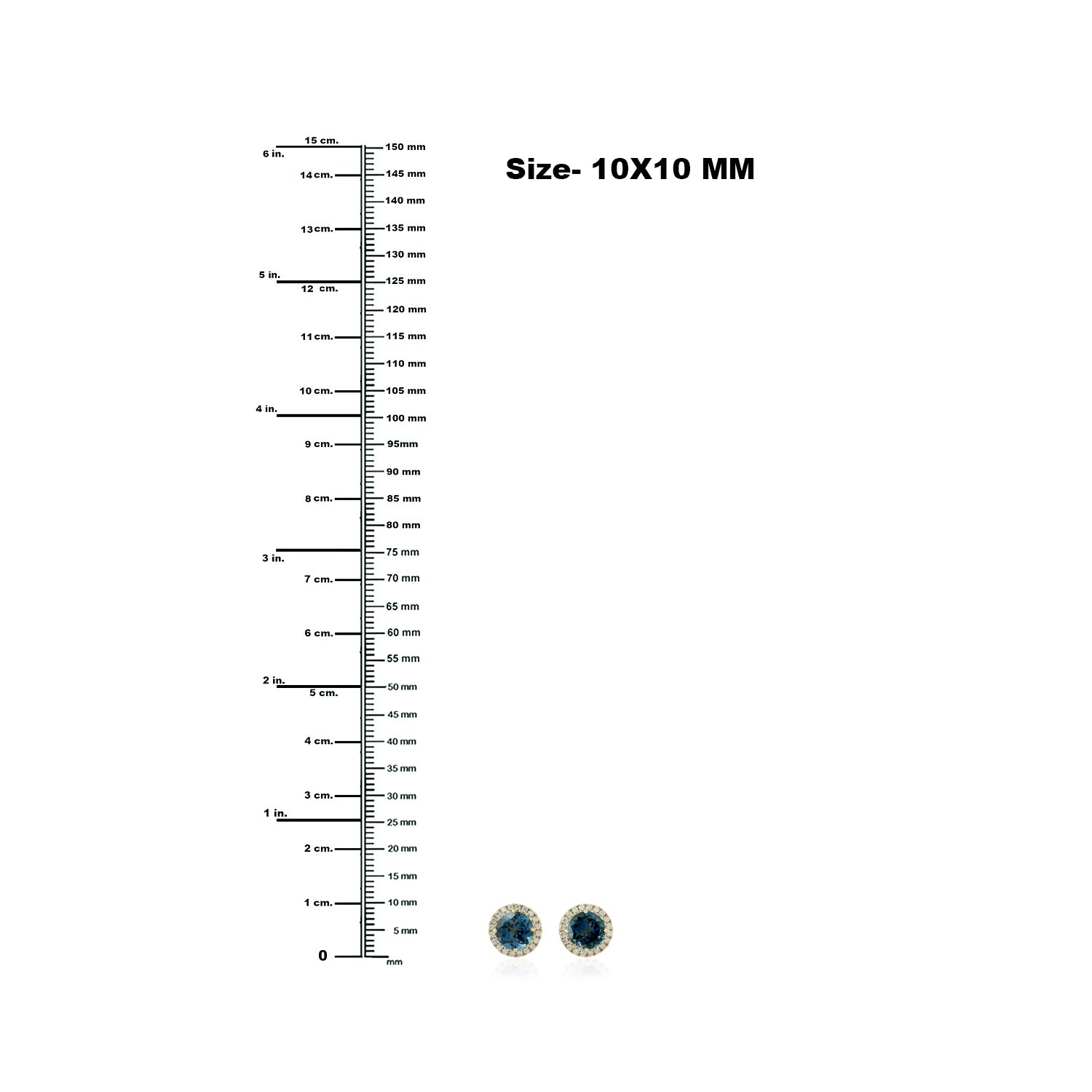 18K Yellow Gold London Blue Topaz Pave Diamond Stud Earrings – Elegant Jewelry for Women, Perfect Gift for Birthday, Anniversary & Special Occasions