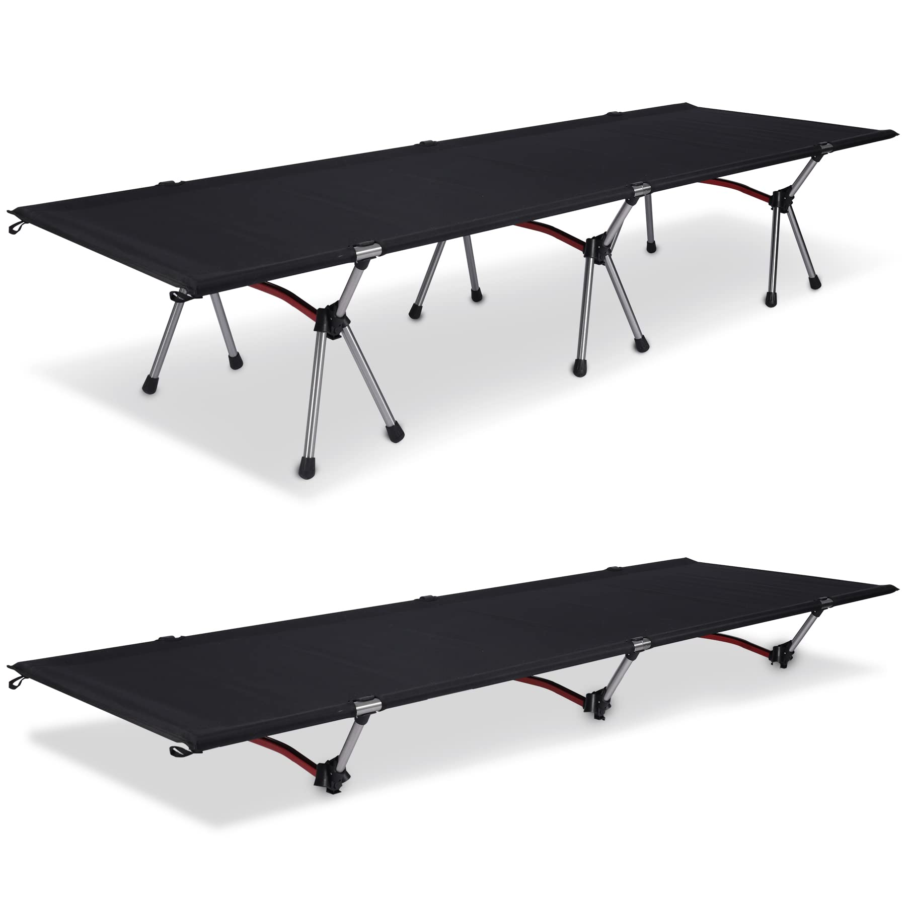 REDCAMP Ultralight Folding Camping Cot for Adults - Portable Outdoor Bed with Carry Bag for Hiking, Backpacking & Travel - Adjustable 2 Height Settings (Black) | Perfect for Camping Trips, Backyard Lounging & Emergency Guest Bed