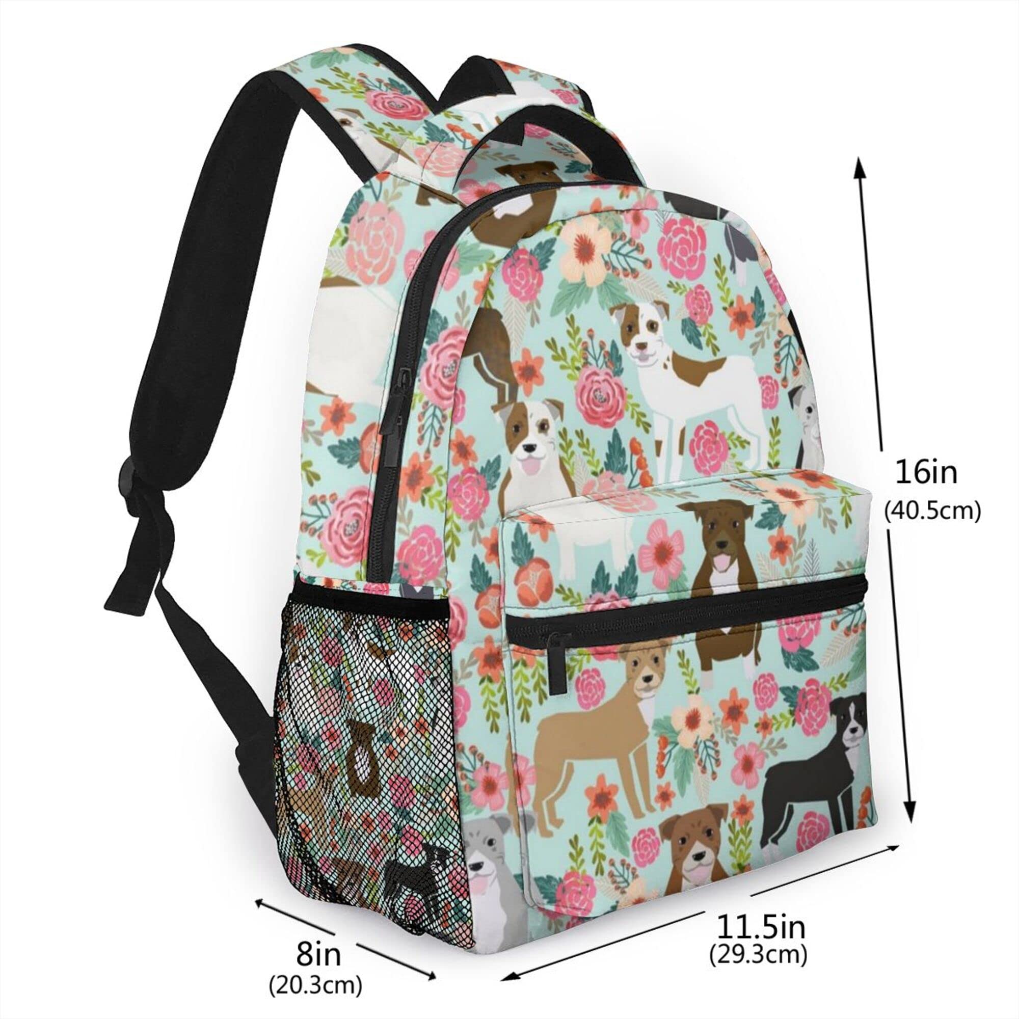 Floral Pitbull Laptop Backpack for Women & Men - Durable Travel & College Daypack for Work & School
