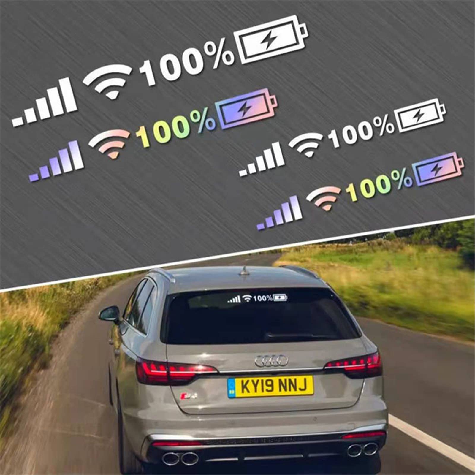 Funny Car Windshield Stickers & Decals - WiFi Signal, Power Symbol, Mobile Phone Logo Window Decals for Men & Women - Personalized Car Accessories (Small, Colorful) - Perfect for Customizing Your Ride & Expressing Personality