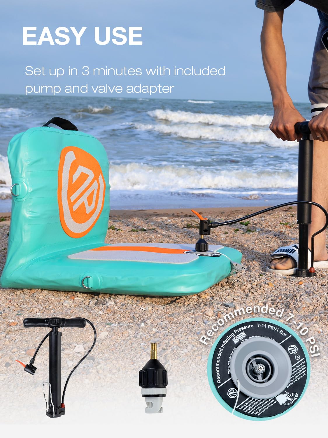 Niphean Inflatable Kayak Seat with Back Support - Heavy Duty Paddle Board Seat for SUP, Canoe & Boat - Ergonomic Kayak Seats for Comfort & Stability - Perfect for Fishing, Camping & Water Sports Adventures