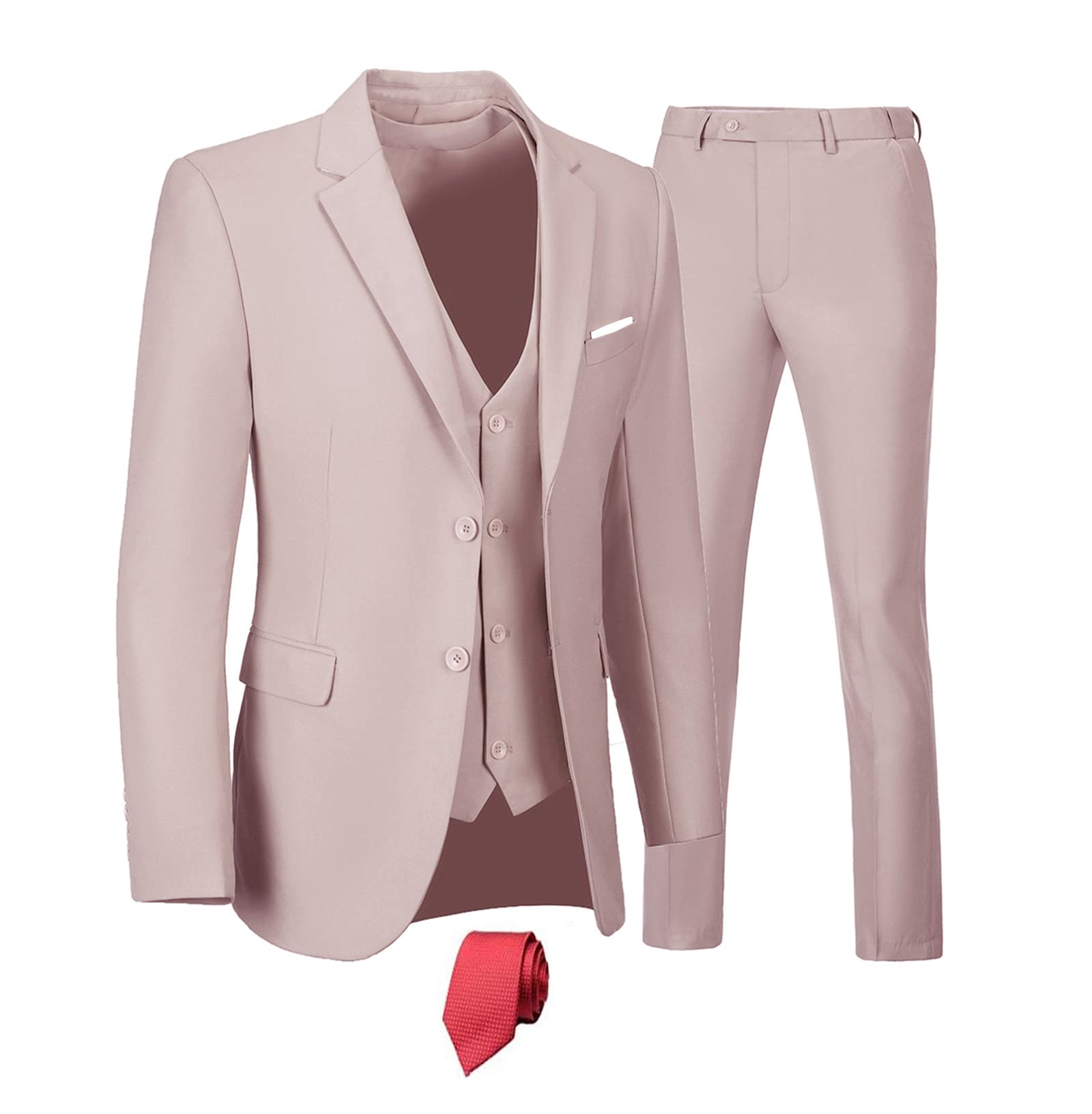 Furuyal Men's 3 Piece Slim Fit Suit Set - Two Button Formal Business Tuxedo with Blazer Jacket, Vest & Pants | Perfect for Weddings, Office Meetings & Special Occasions