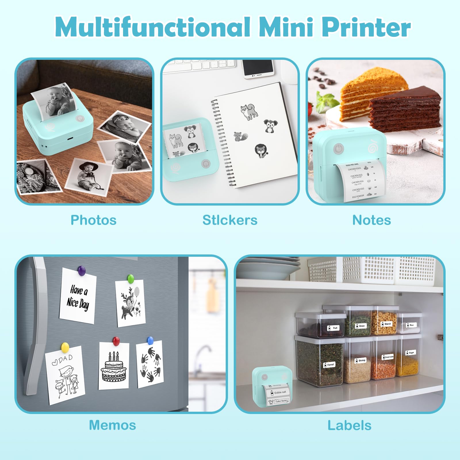 Bluetooth Label Maker Machine - Portable Waterproof Thermal Sticker Printer with 2 Rolls Paper, 50 Fonts & 500+ Icons - Perfect for Home, Office, and Warehouse Organization