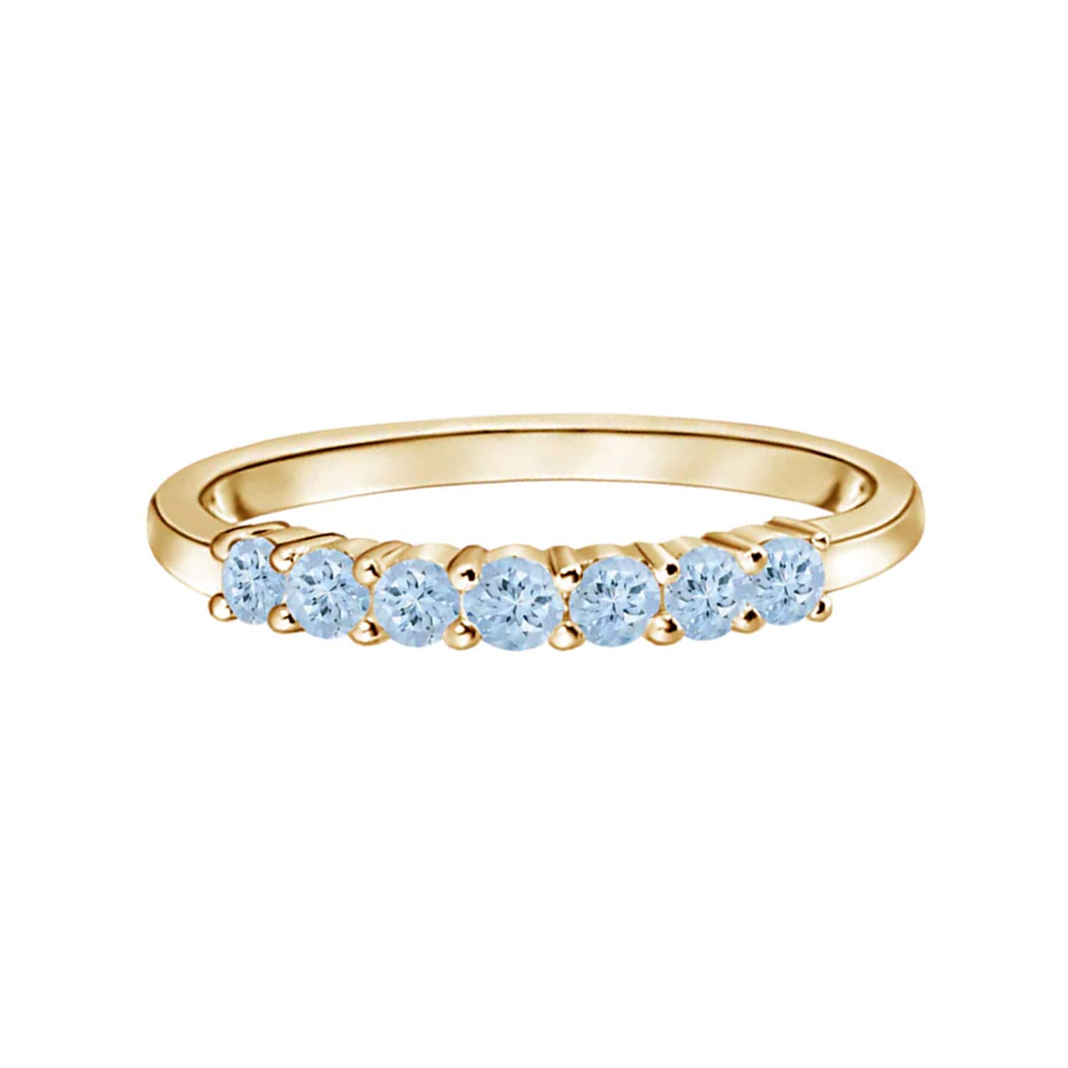 0.30 Carat Round Aquamarine Gemstone 9K Gold Half Eternity Band Ring for Women - Elegant Wedding, Anniversary, or Gift Jewelry - Shine Jewel Collection