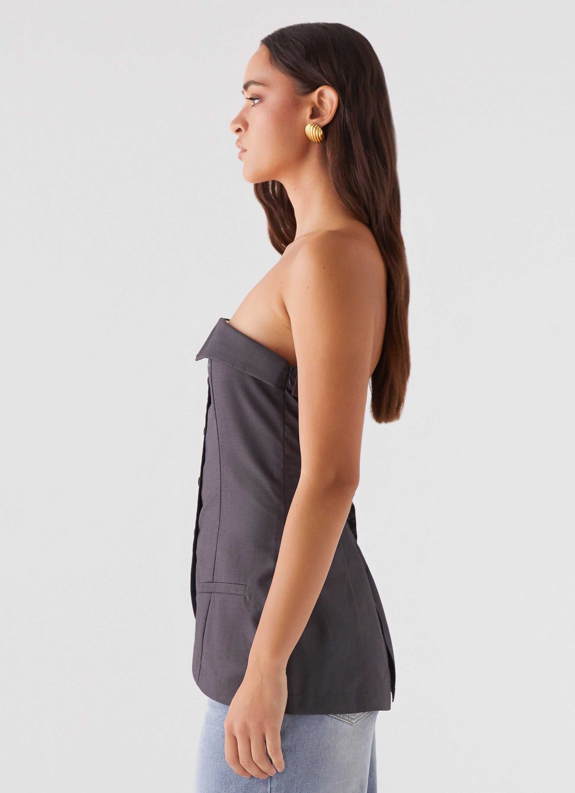 Bad Blood Strapless Top - Army Green Women's Fashion Top for Night Out & Party Wear