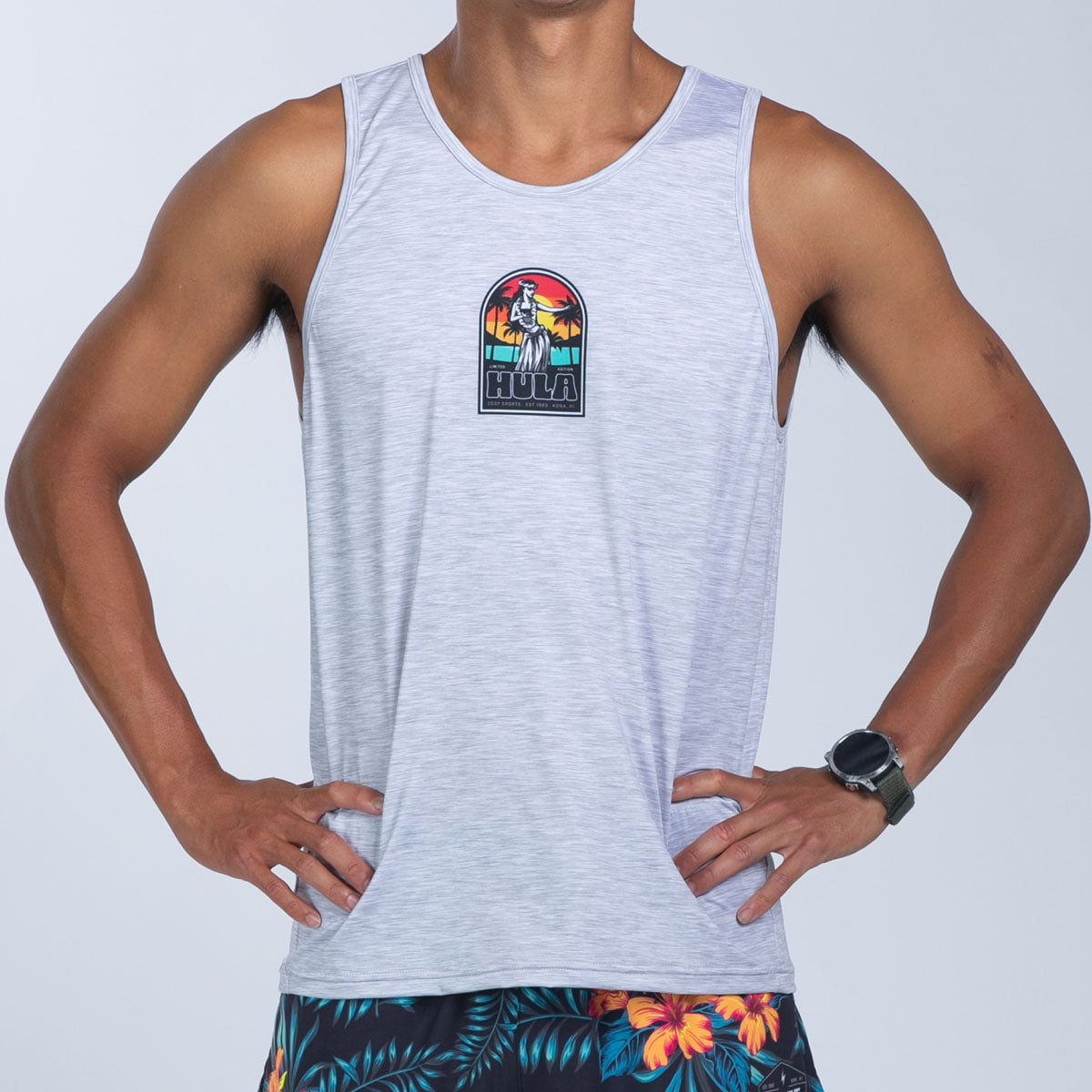Men's Limited Edition Running Singlet - Heather Hula Performance Shirt for Jogging, Gym & Outdoor Workouts