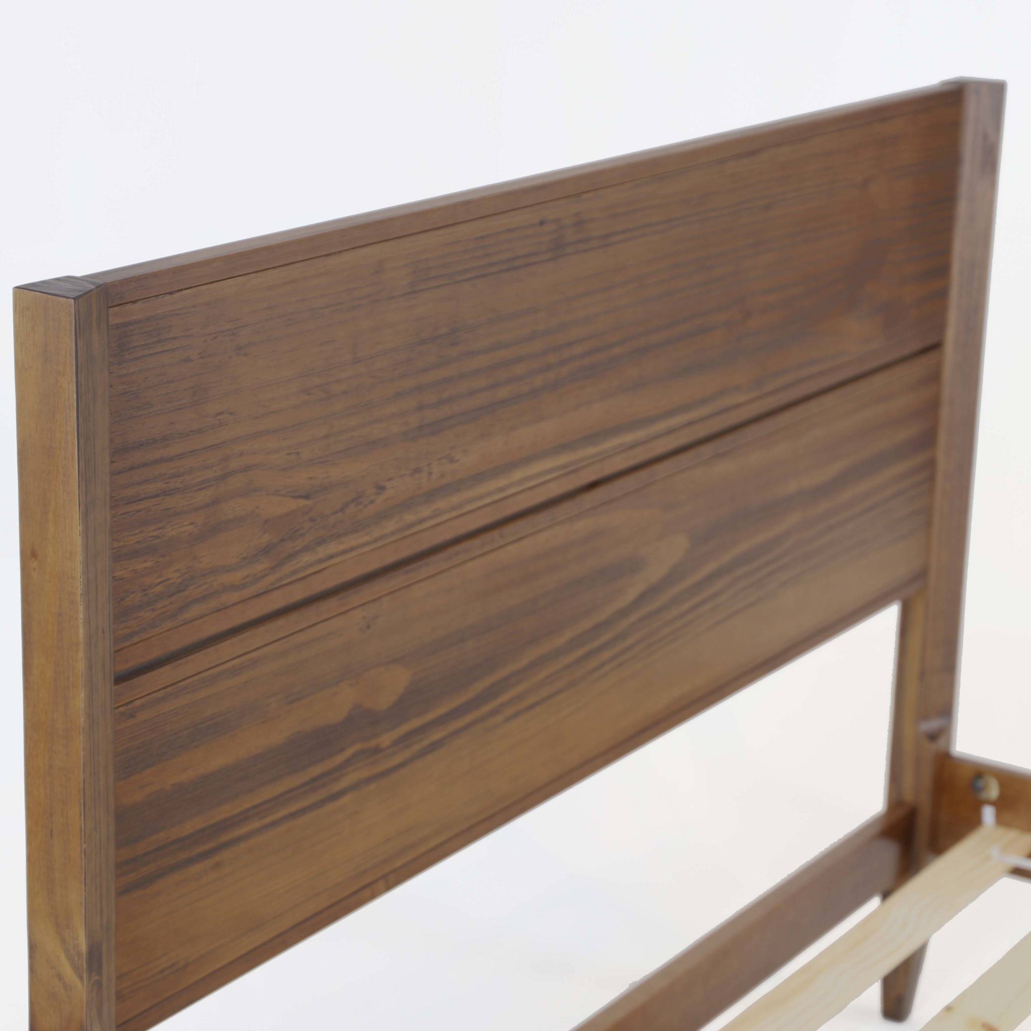 Stylish Mid Century Modern Panel Bed - Queen Size Wooden Platform Bed Frame with Upholstered Headboard - Perfect for Bedroom, Guest Room & Apartment Decor