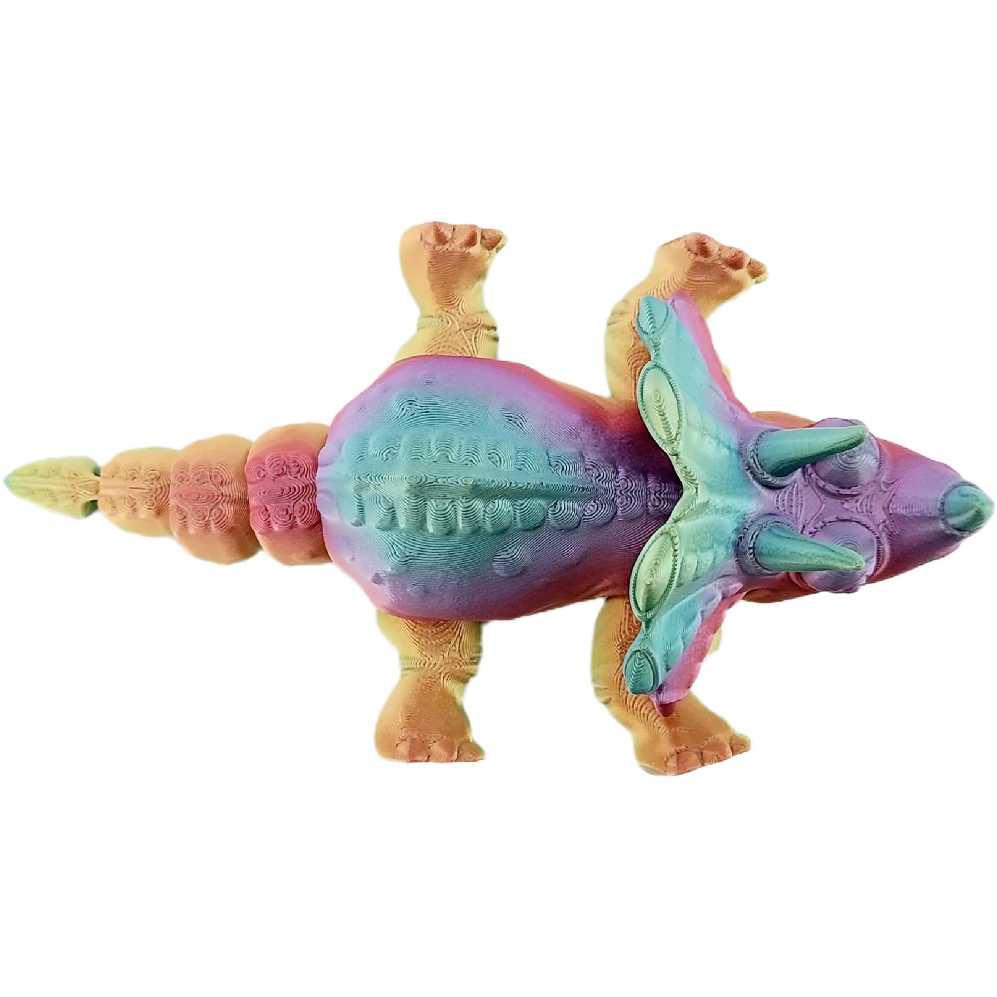 Flexible Articulated Fidget Toys for Stress Relief - Rainbow & Triceratops Dinosaur Sensory Toys for Kids & Adults - Perfect for ADHD, Anxiety, Office & Classroom Use