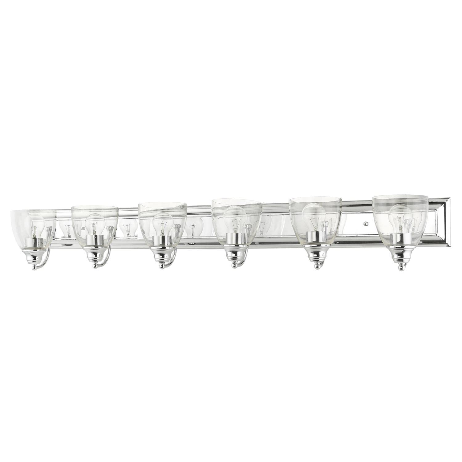 Livex Lighting 17076-05 Birmingham Collection 6-Light Bathroom Vanity Fixture - Clear Glass Shades & Polished Chrome Finish - Perfect for Modern Bathrooms, Powder Rooms & Dressing Areas