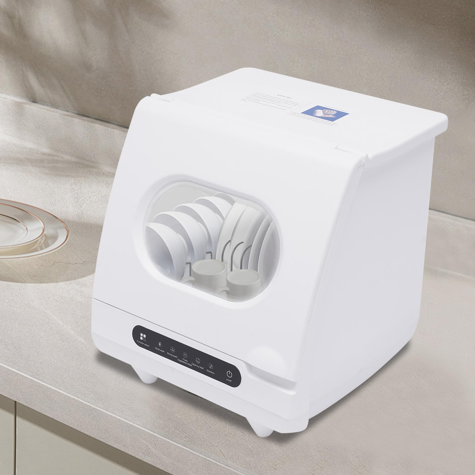Portable Countertop Dishwasher with 5 Wash Programs - 1200W Compact Mini Dishwasher with Leak-Proof Tank & Drying Function - Ideal for RVs, Apartments, Dorms, Camping & Small Kitchens
