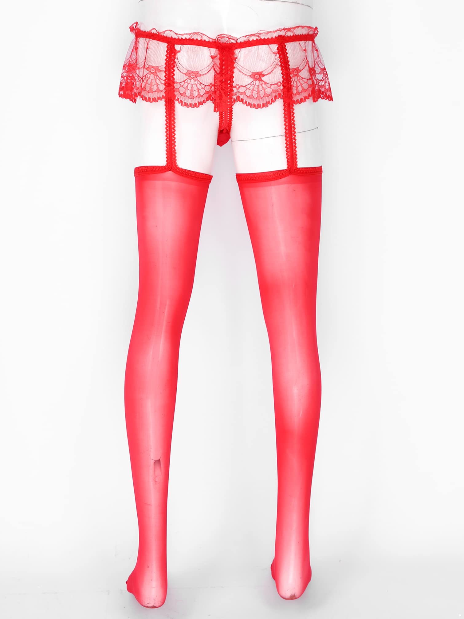 TiaoBug Men's Mesh Sheer Garter Belt Tights - High Waist Suspender Pantyhose for Formal Wear & Cosplay