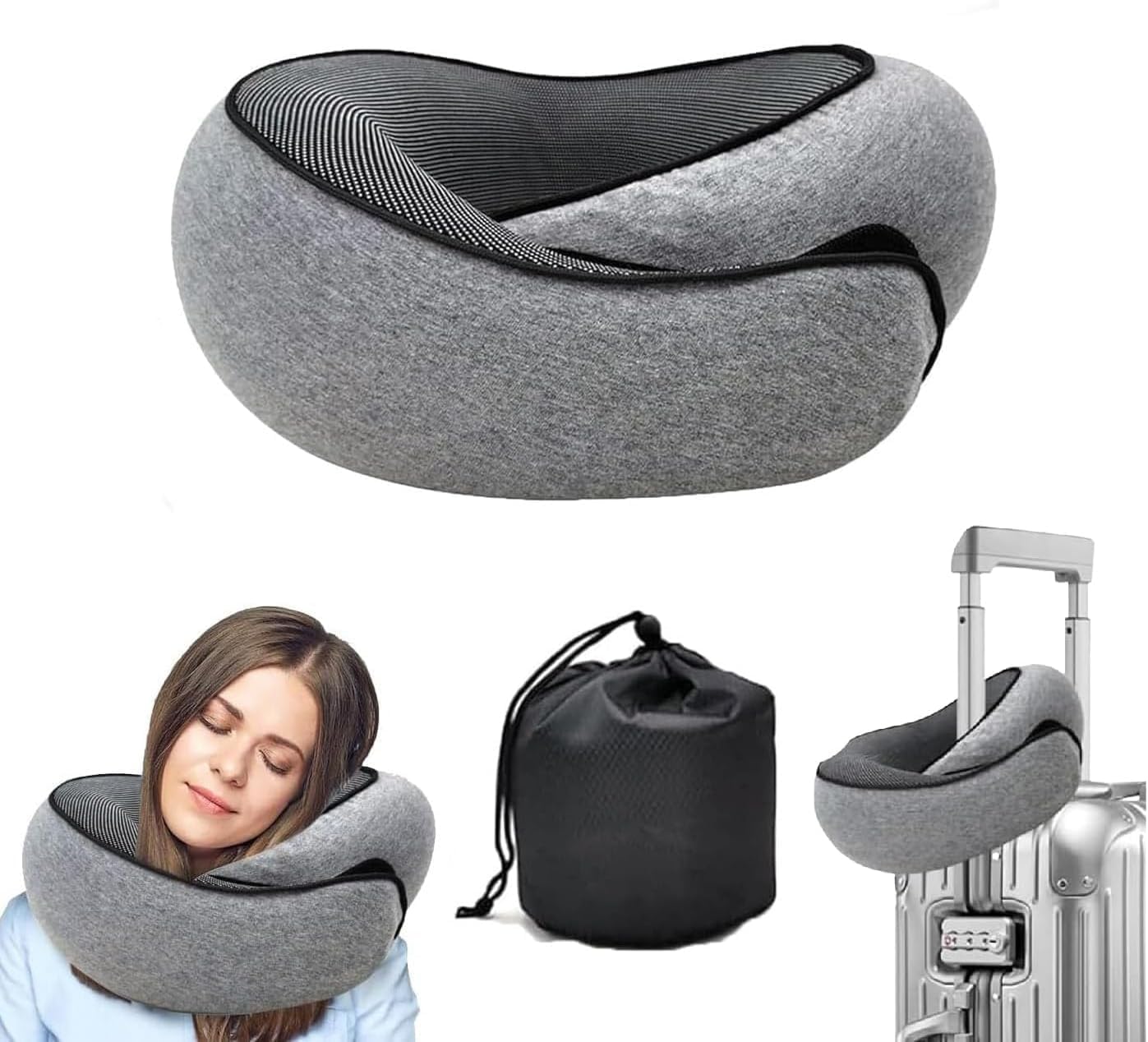 WEERSHUN Memory Foam Travel Neck Pillow for Airplanes - 2024 Ergonomic Support for Long Flights, Office & Car Travel - Comfortable & Portable for Business Trips & Vacations