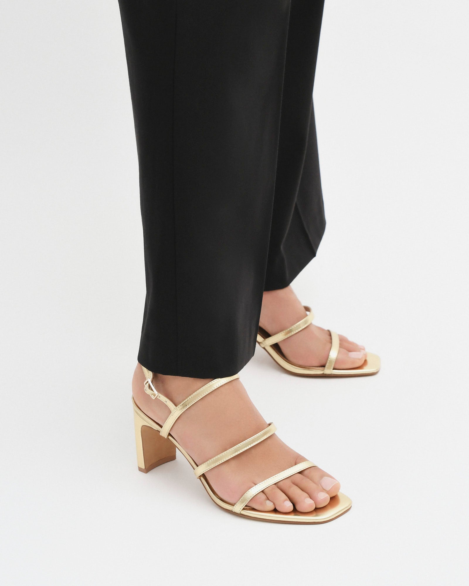 NIX Women's Mid Heel Sandals - Gold Patent Leather Strappy Summer Dress Shoes for Weddings, Parties & Date Nights
