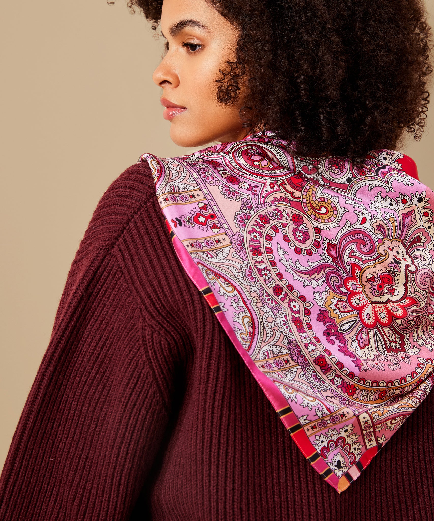Stylish Colorblock Paisley Square Scarf - Fashionable Lightweight Womens Accessory for Fall, Winter & Spring Outfits - Perfect for Office, Travel and Casual Wear