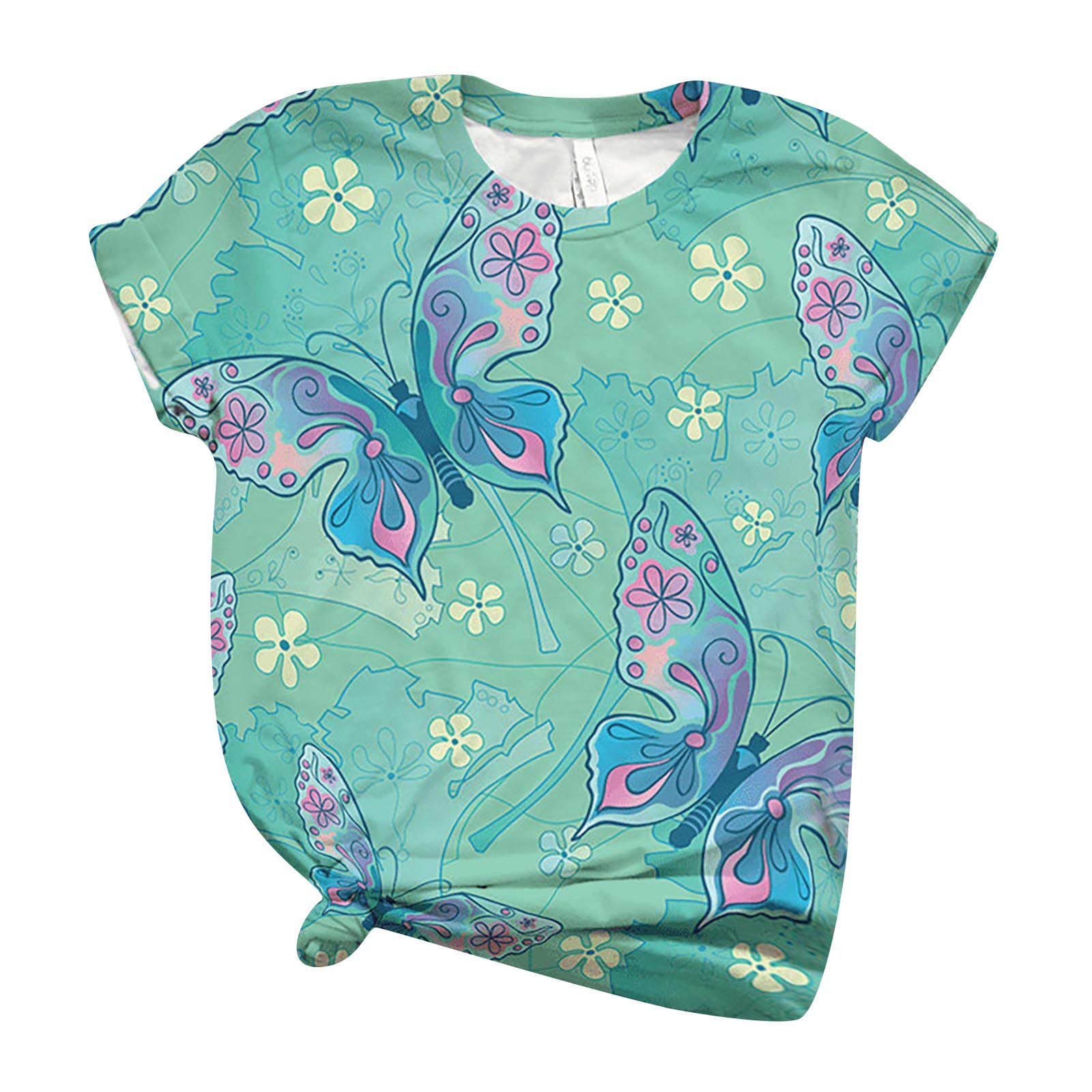 Women's Butterfly Print Oversized Crew Neck T-Shirt - Plus Size Summer Casual Top for Women | Sexy & Comfortable Everyday Wear, Beach Outfits, Street Style