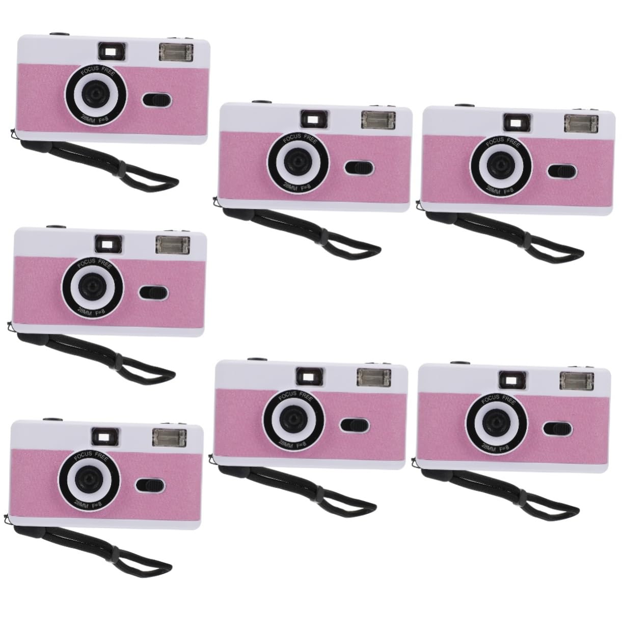 Jojofuny 7-Piece Retro Film Camera Set - Reusable Plastic Vintage Travel Camera with Mini Flash | ABS White Macaron Design | Perfect for Travel Photography, Parties & Vintage-Themed Events