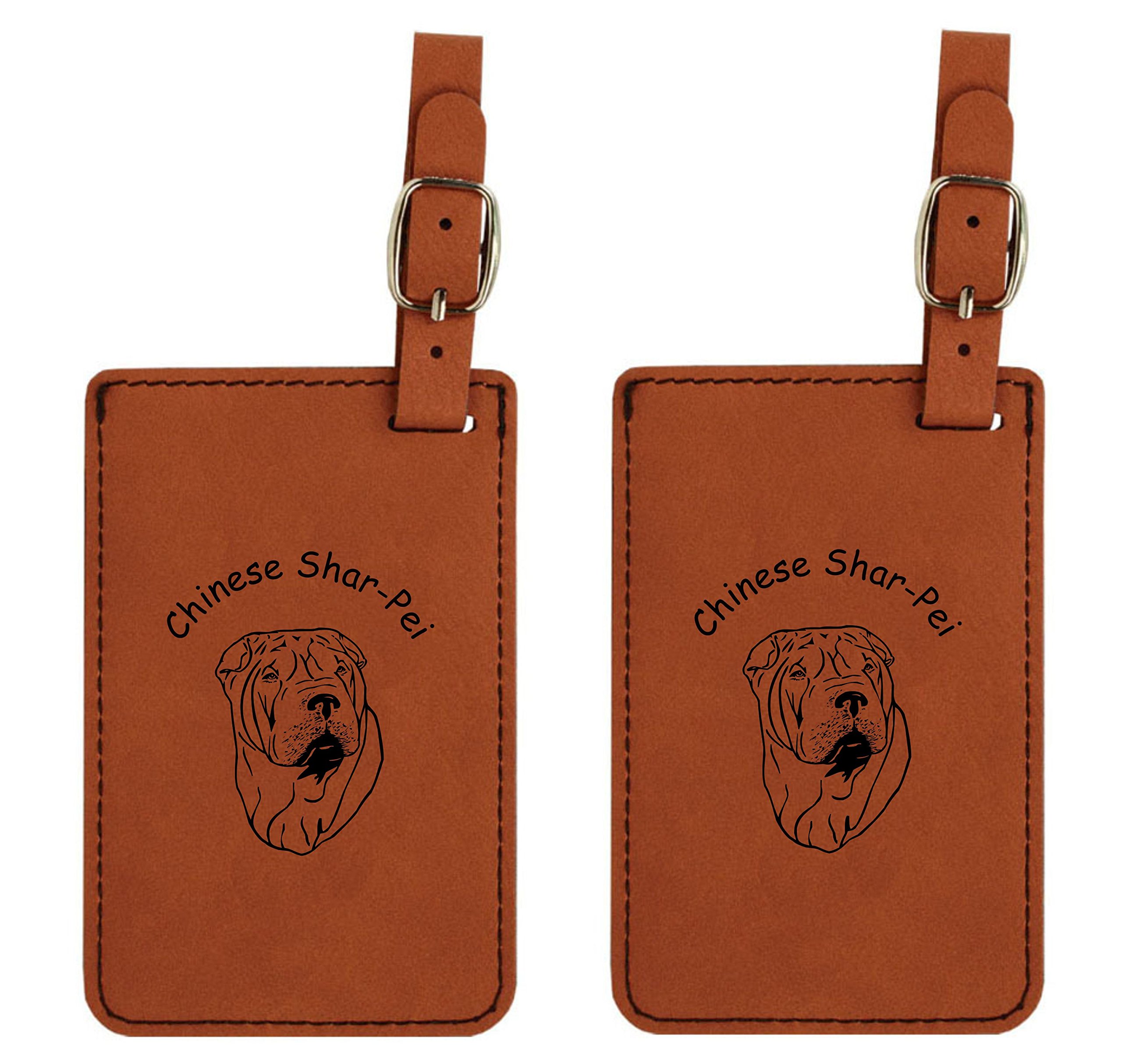 Shar-Pei Dog Head Luggage Tag 2-Pack - Unique Pet ID Tags for Suitcases & Travel Bags - Perfect for Dog Lovers & Frequent Travelers