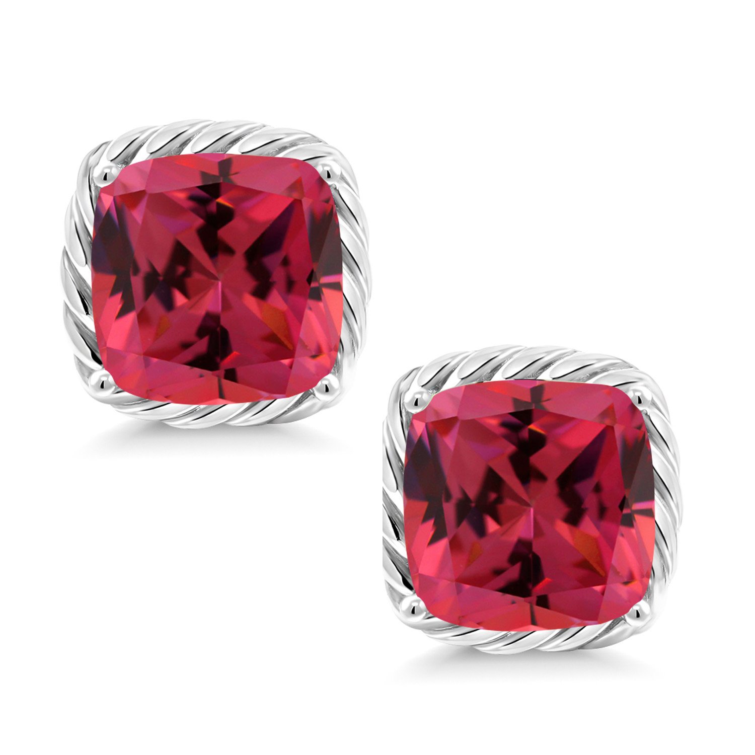 10K White Gold 7MM Cushion Cut Birthstone Stud Earrings for Women & Men | Genuine Gemstone Jewelry | Perfect Gift for Mom, Wife, Her | Anniversary, Birthday, Mother's Day Present
