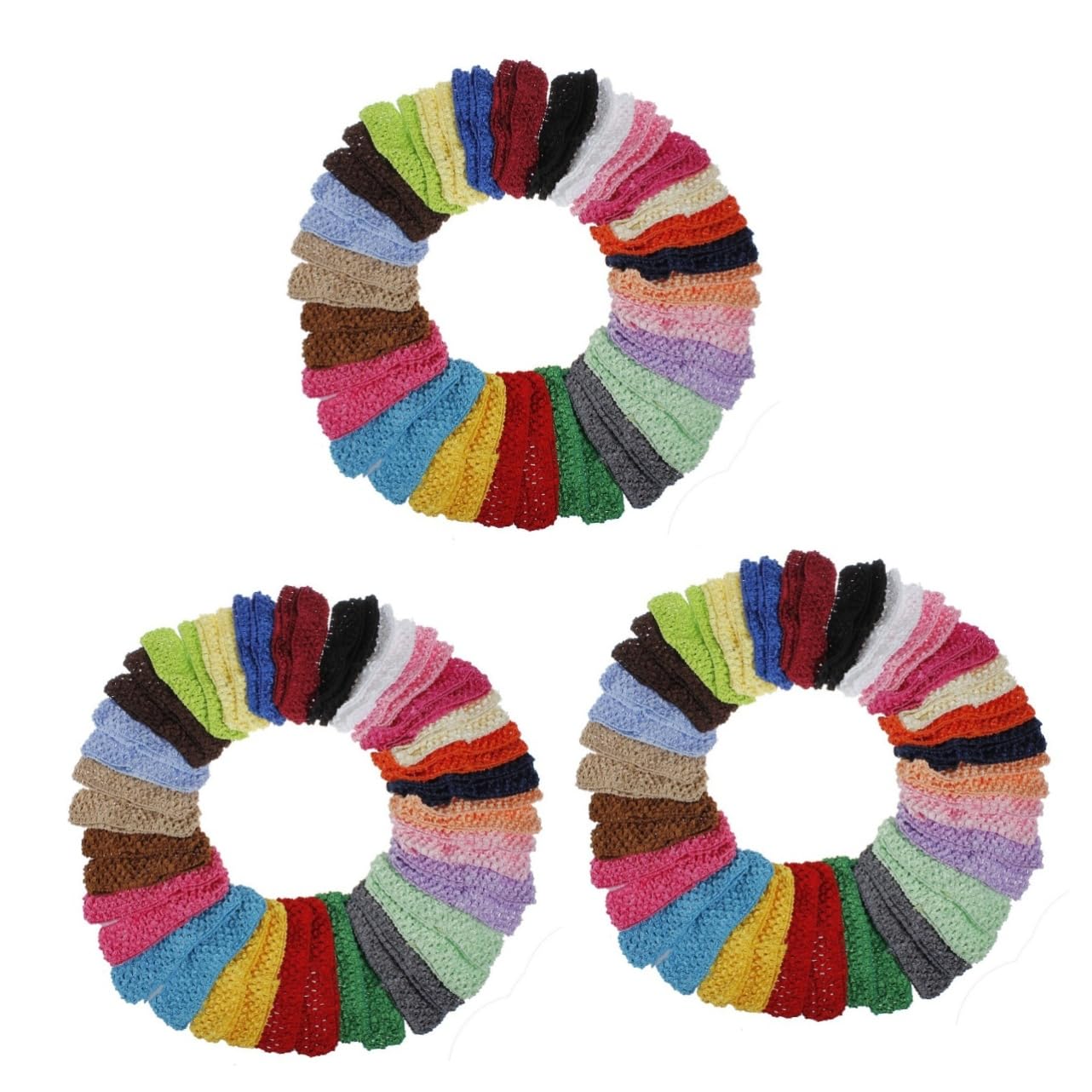 VICASKY 150 Pcs Crochet Hair Bands for Girls - Soft Knit Elastic Headbands for Women & Teens - Perfect for School, Sports, and Everyday Styling