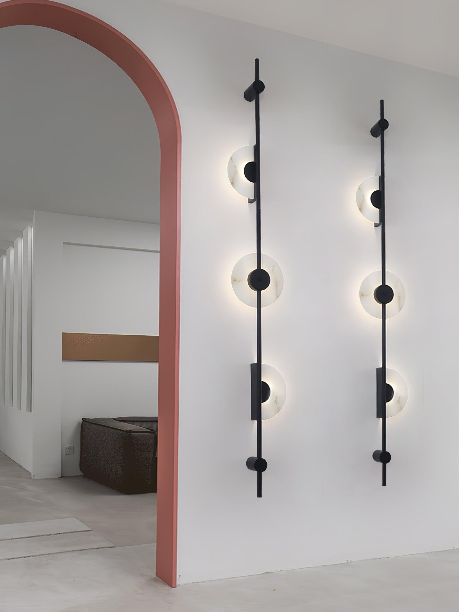 Elegant Alabaster Vertical Plug-in Wall Sconce - Modern Lighting Fixture for Bedroom, Hallway & Living Room Decor