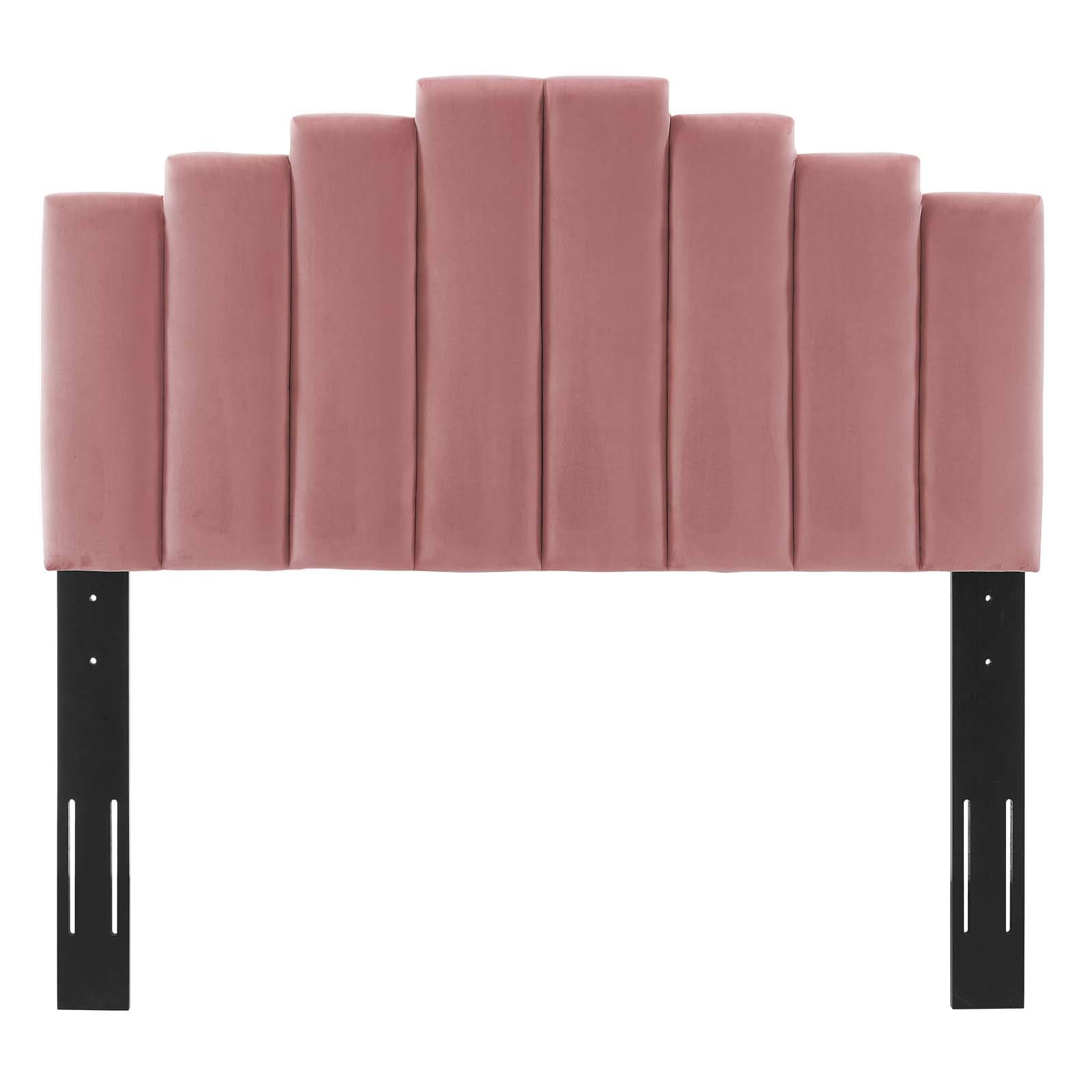 Modway Elise Channel Tufted Performance Velvet Full Platform Bed - Dusty Rose with Gold Legs | Luxurious Modern Bedroom Furniture for Master Suite or Guest Room